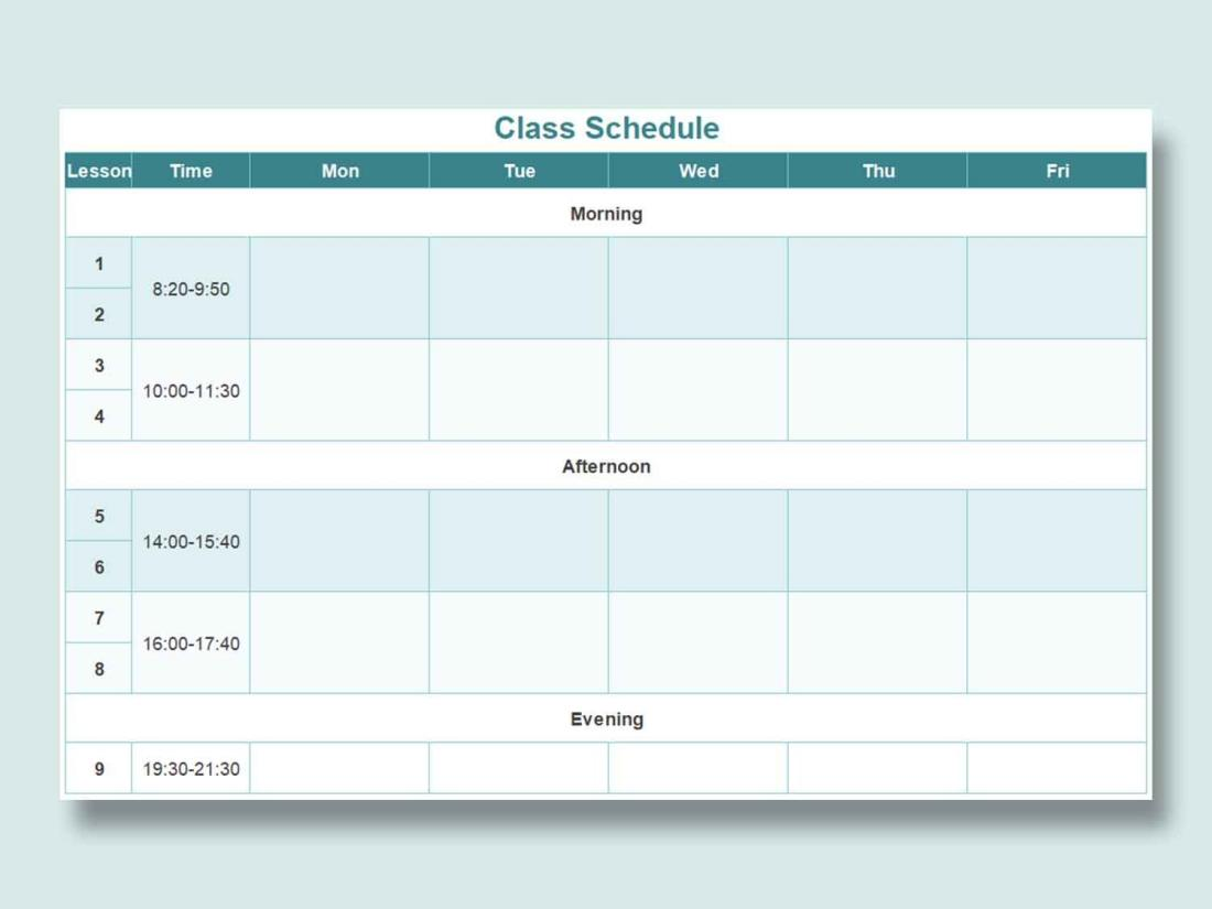 10 Best Excel Class Schedule Template Free Download WPS Office 