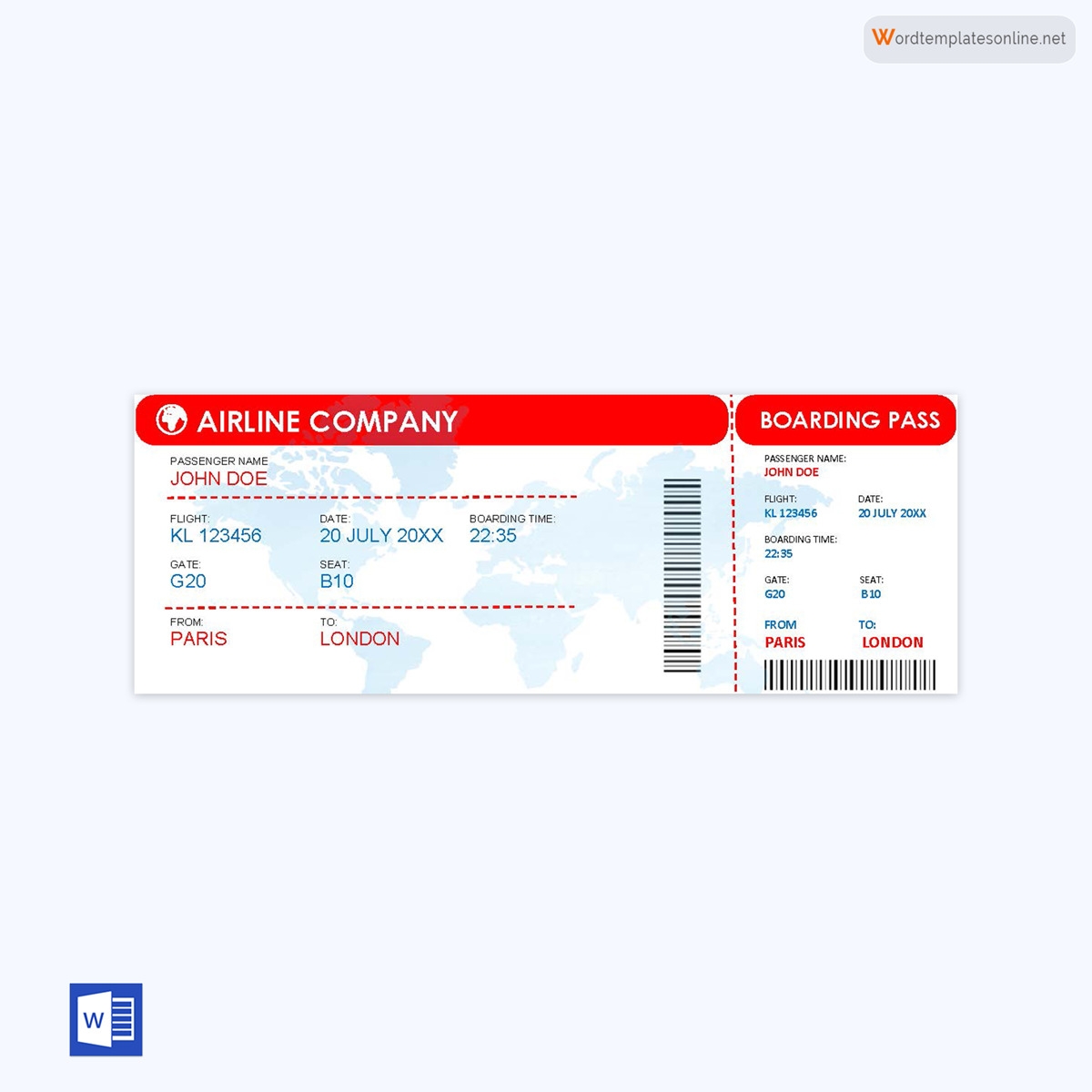 printable editable boarding pass template