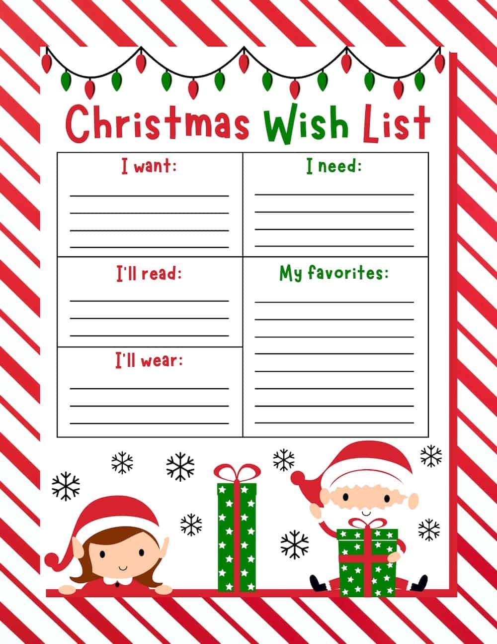 free printable christmas list paper