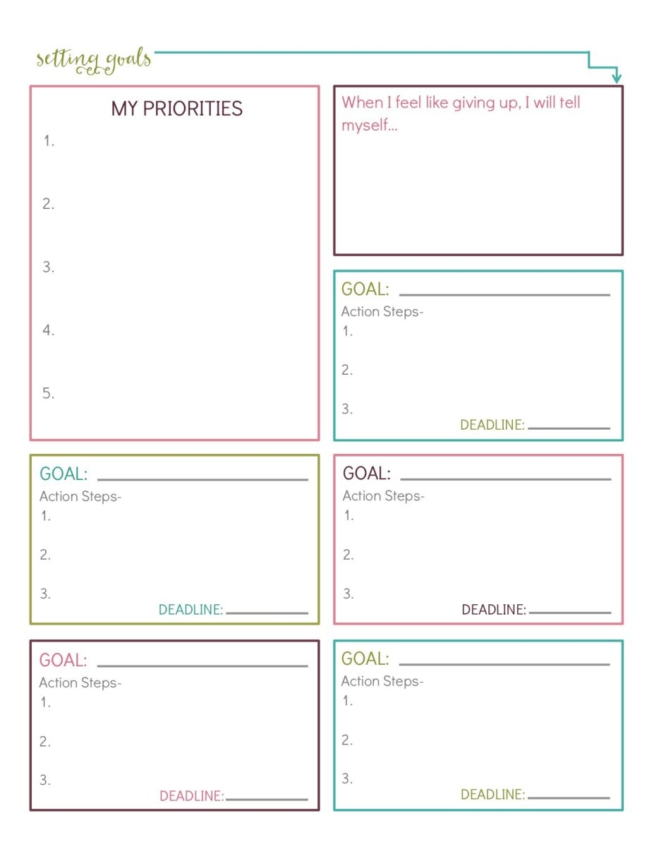 cute printable goal template