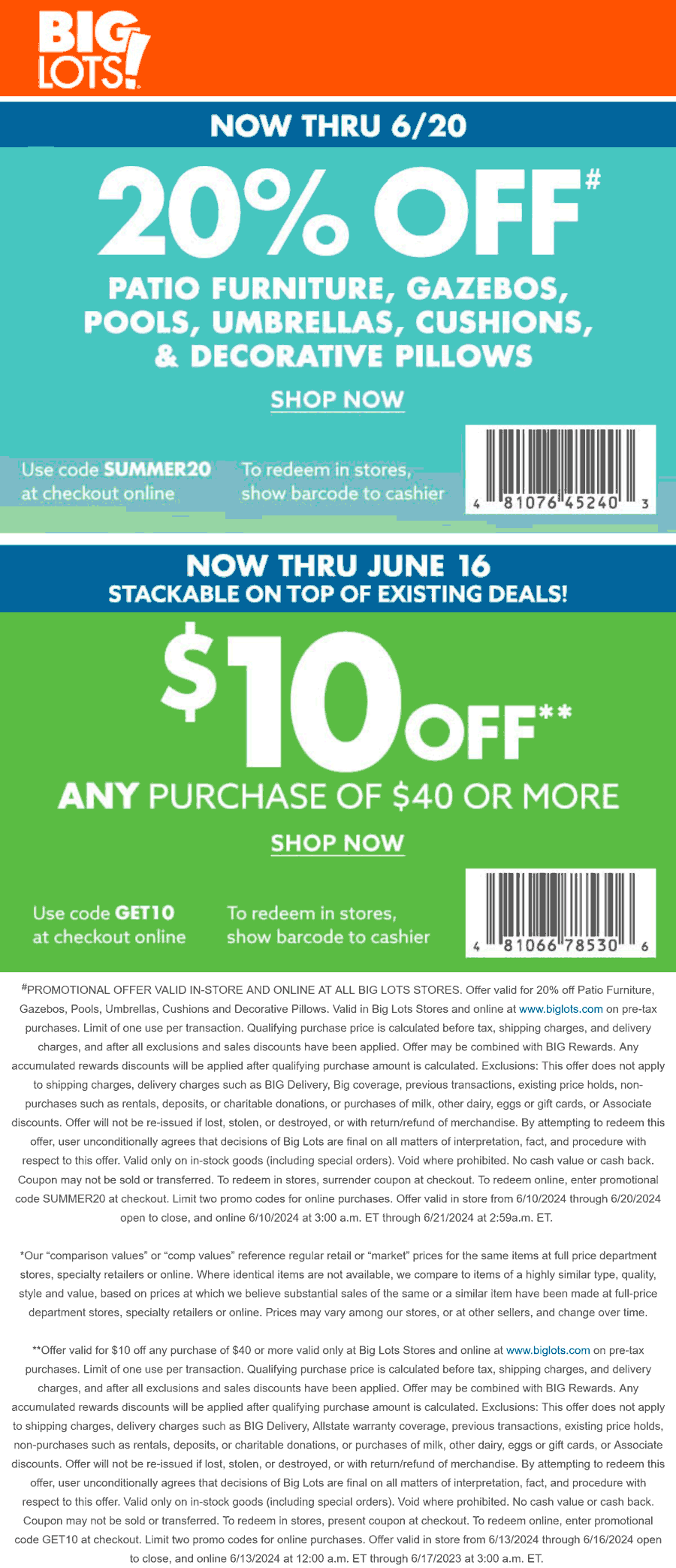  10 Off 40 U0026 More At Big Lots Or Online Via Promo Code GET10 biglots The Coupons App 
