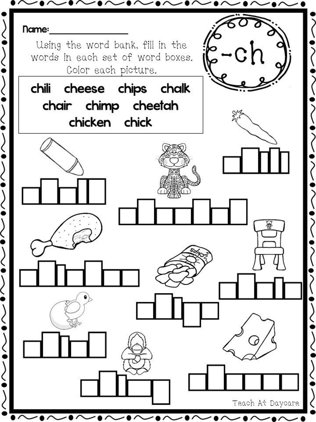 10 Printable Digraphs Box Writing Worksheets Kindergarten 2nd Grade ELA Worksheets Etsy