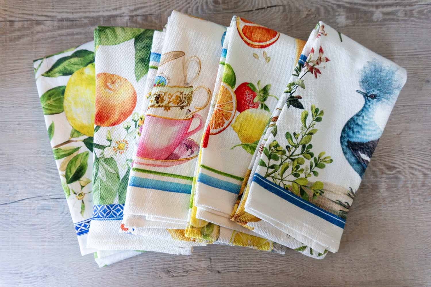 100 Cotton Printed Tea Towel Afternoon Tea Print West Coast Handmade