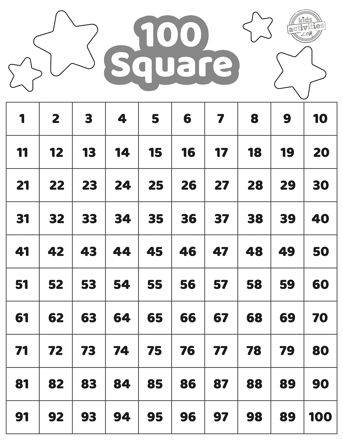 100 Square Printable Free Resources Kids Activities Blog