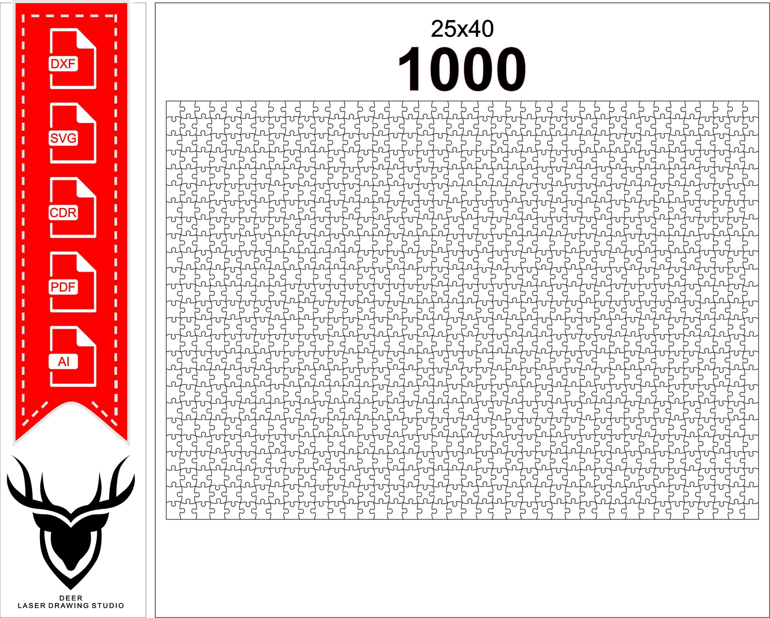 1000 piece Puzzle Template In 25x40 Module Etsy