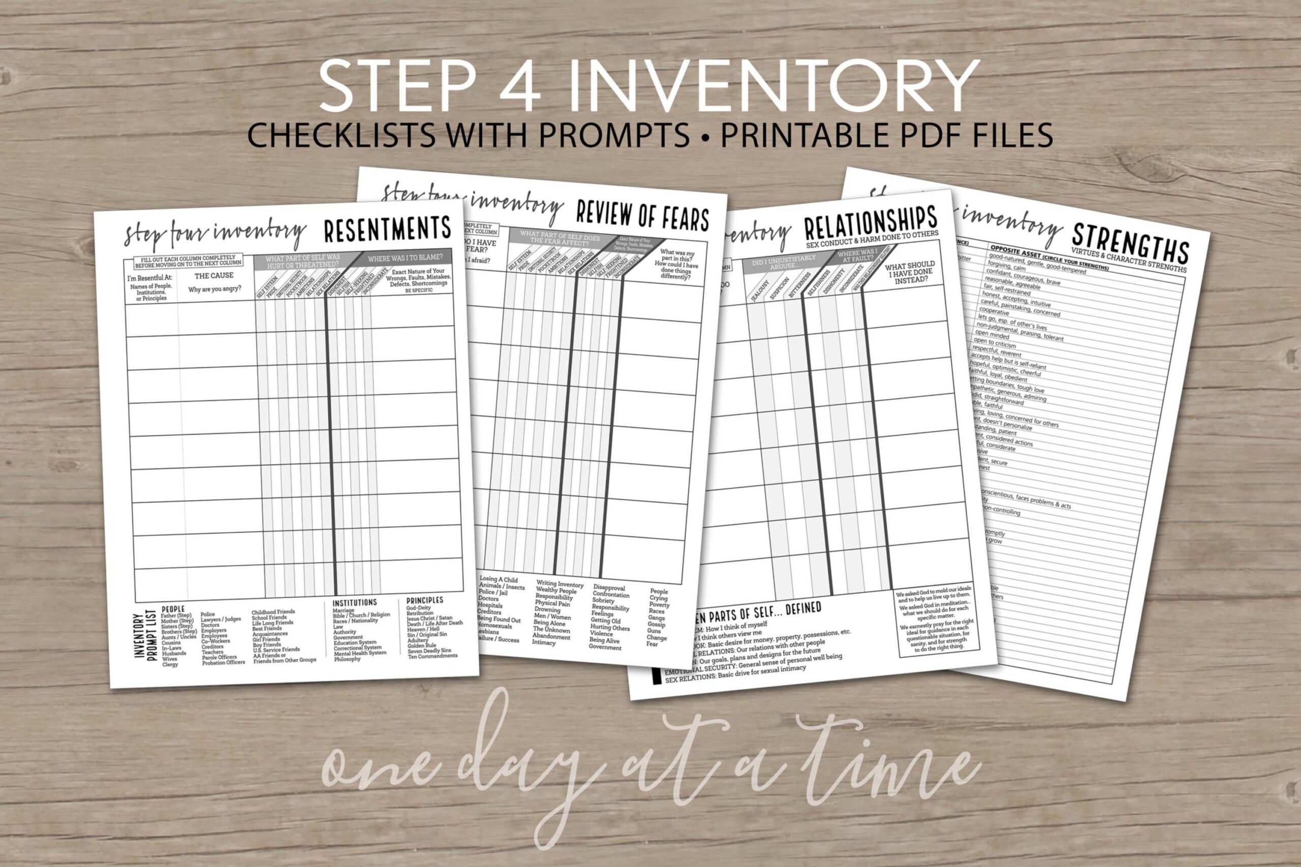 12 Step Journal PLUS Step 4 Worksheets And Step 10 Inventory AA NA Al anon Addiction Sobriety Recovery Instant Download Printable 8 5x11 Etsy