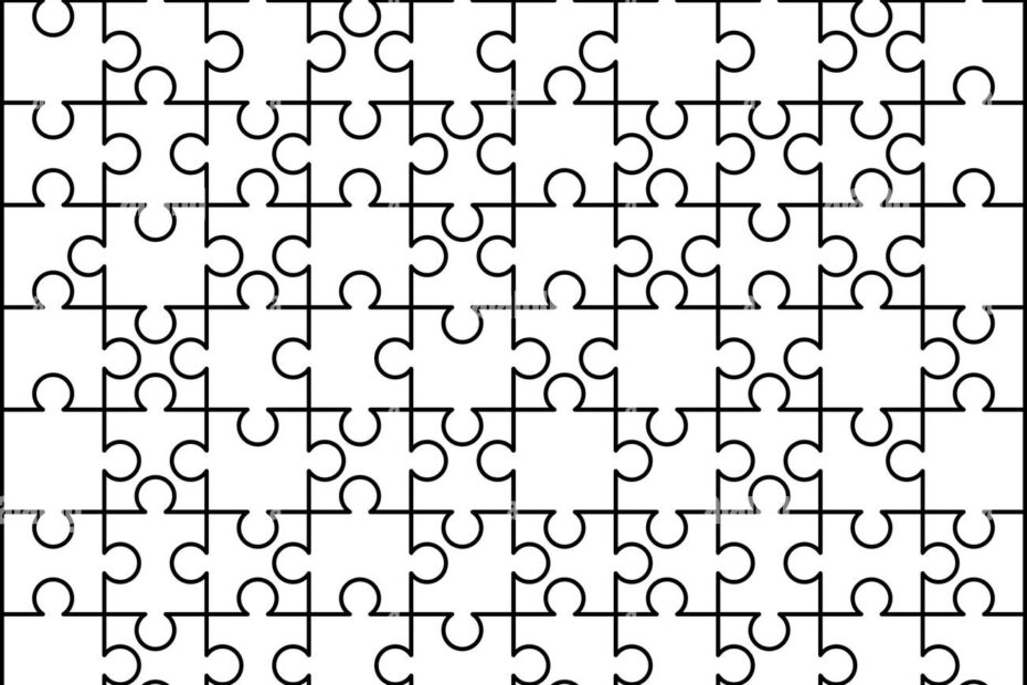 120 White Puzzles Pieces Arranged In A Rectangle Shape Jigsaw Puzzle Template Ready For Print Cutting Guidelines Isolated On White Stock Vector Image U0026 Art Alamy