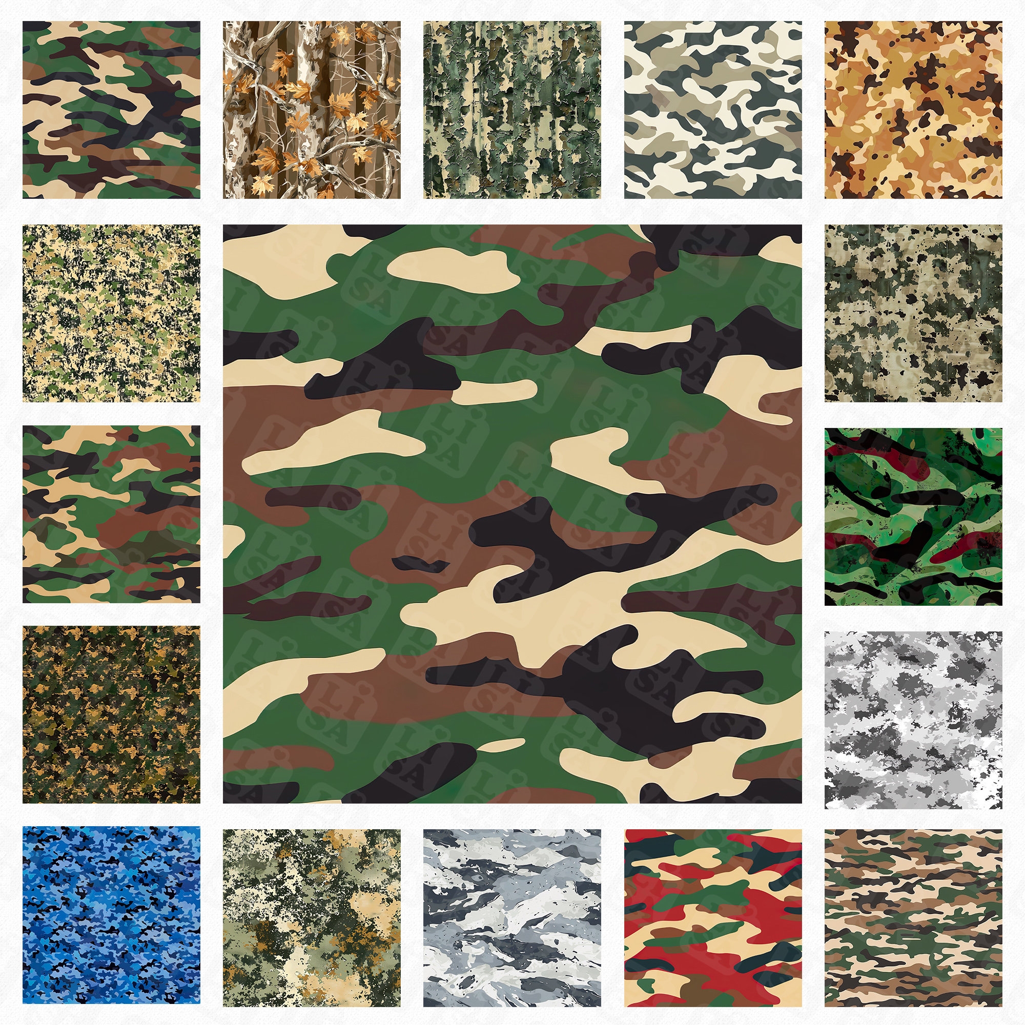 122 Camouflage Digital Paper Military Pack Seamless Camouflage 