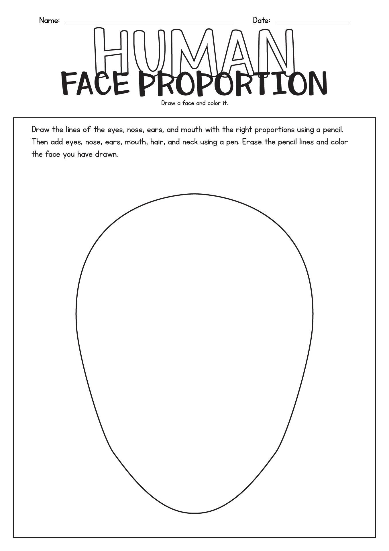 human face template printable pdf