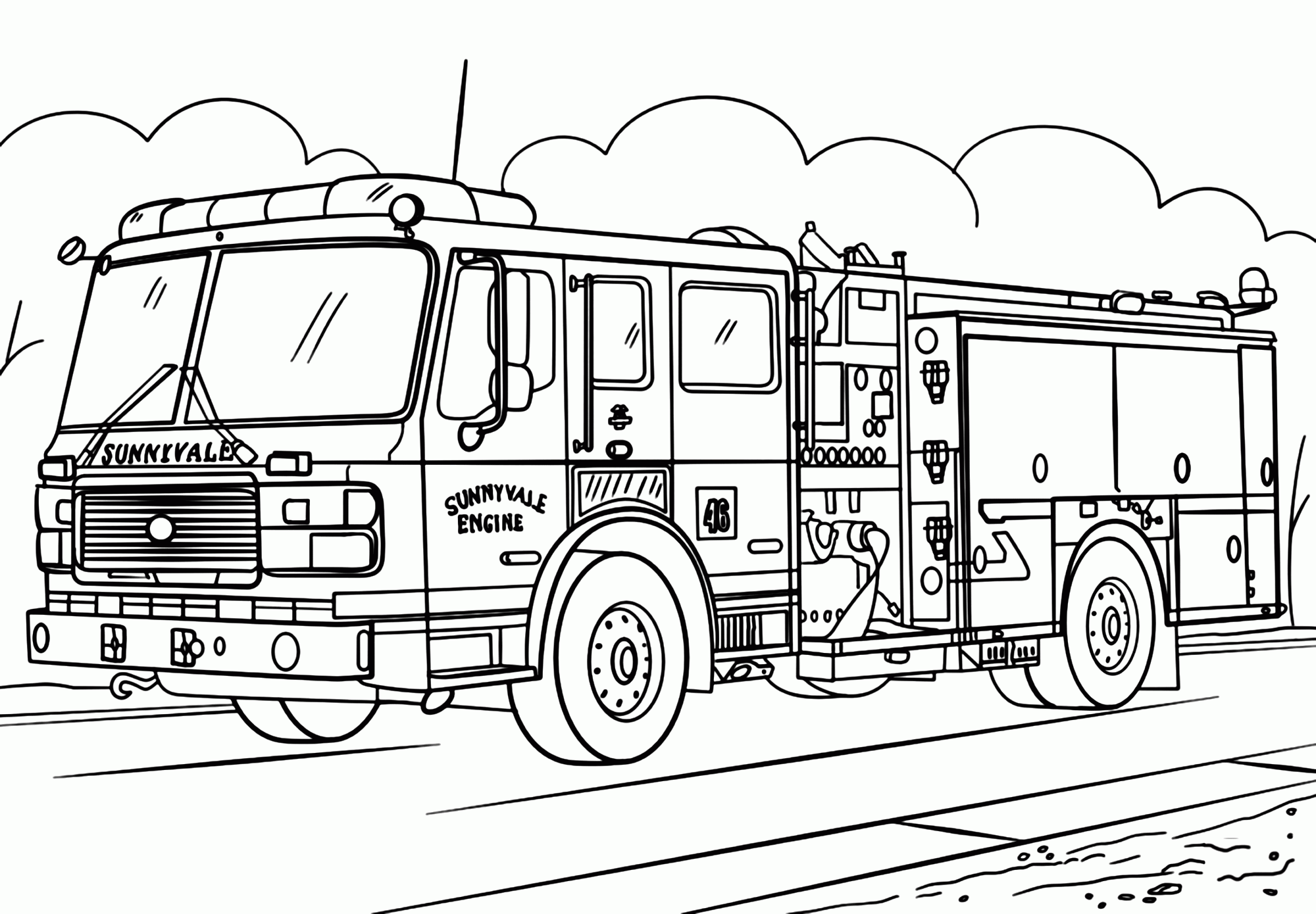 14 Firetruck Coloring Pages Fire Engine Printable PDF Print Color Craft