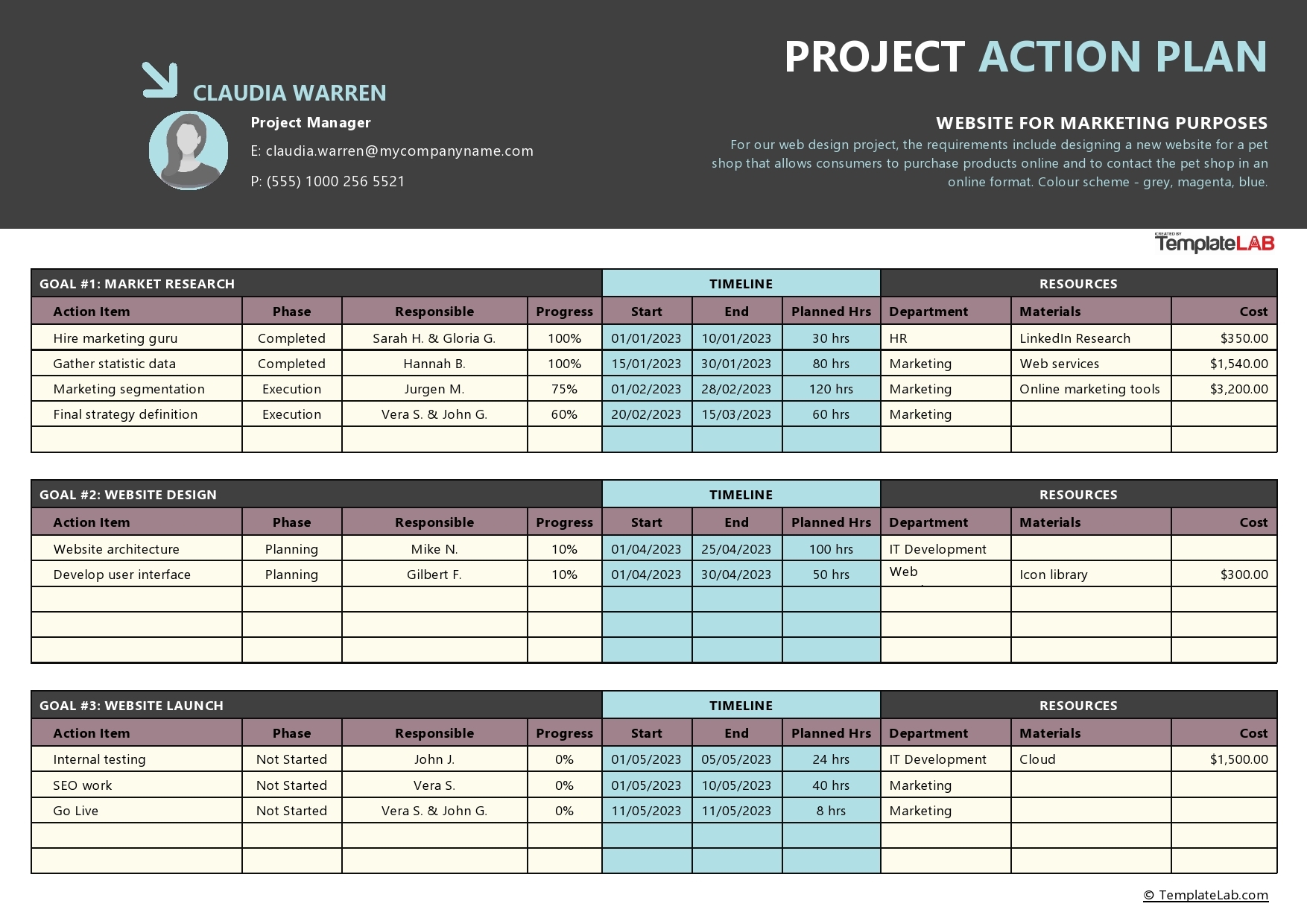 work action plan template