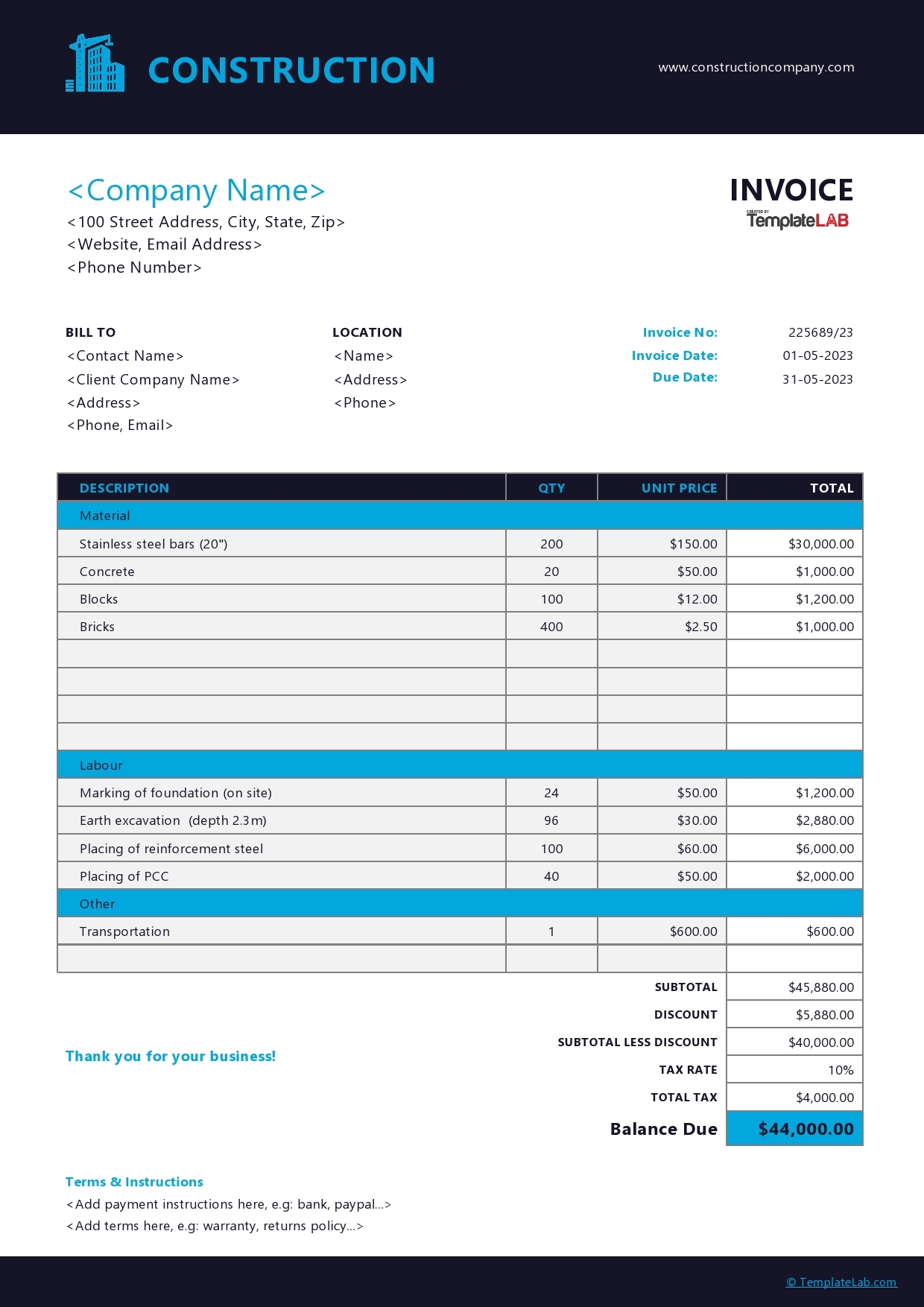 15 Printable U0026 Free Invoice Templates Excel Doc PDF 