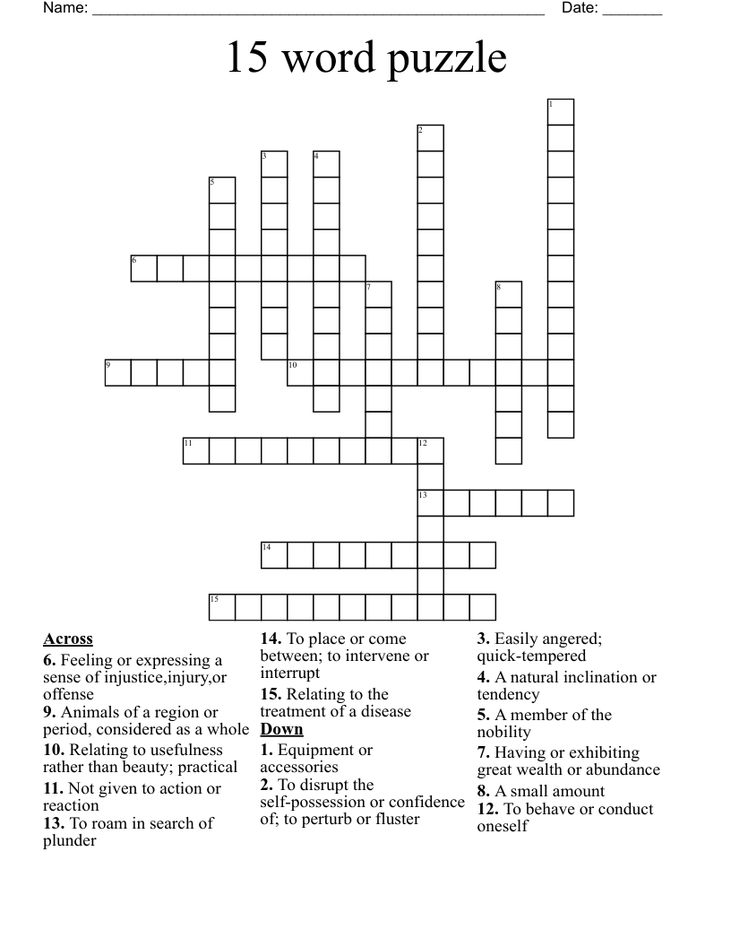 corssword puzzle word template