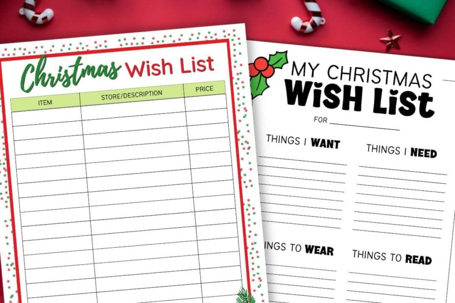 16 Free Printable Christmas List Templates For The Entire Family