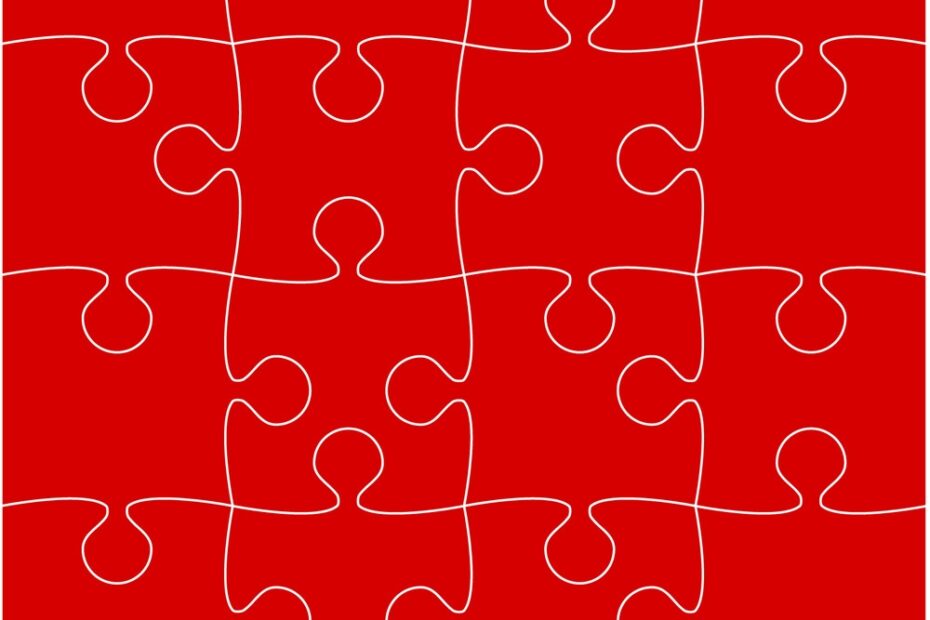 16 Red Puzzle Pieces Jigsaw Royalty Free Vector Image