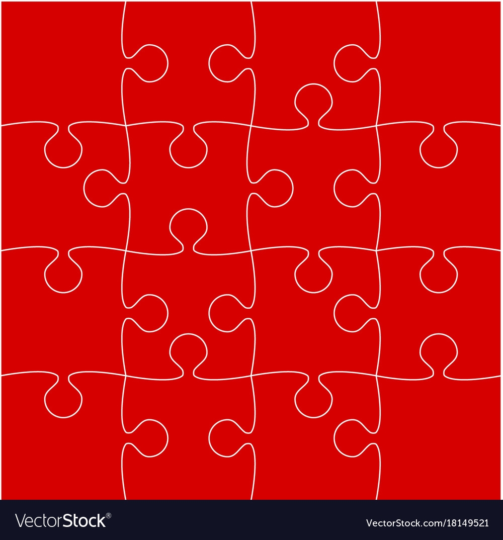 16 Red Puzzle Pieces Jigsaw Royalty Free Vector Image