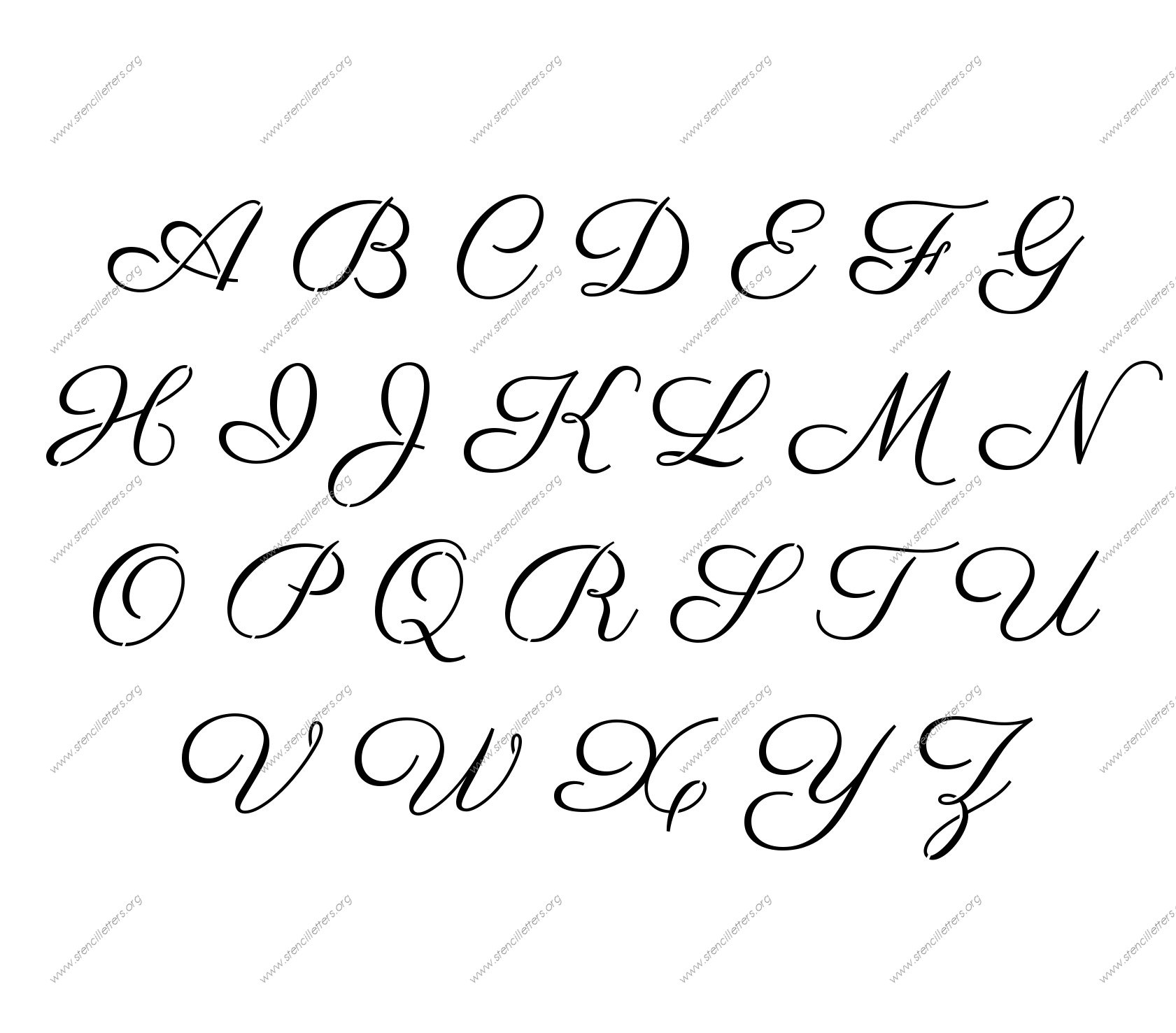 1960s Calligraphy Uppercase U0026 Lowercase Letter Stencils A Z 1 4 Inch Up To 36 Inch Printable File Size Stencil Letters Org