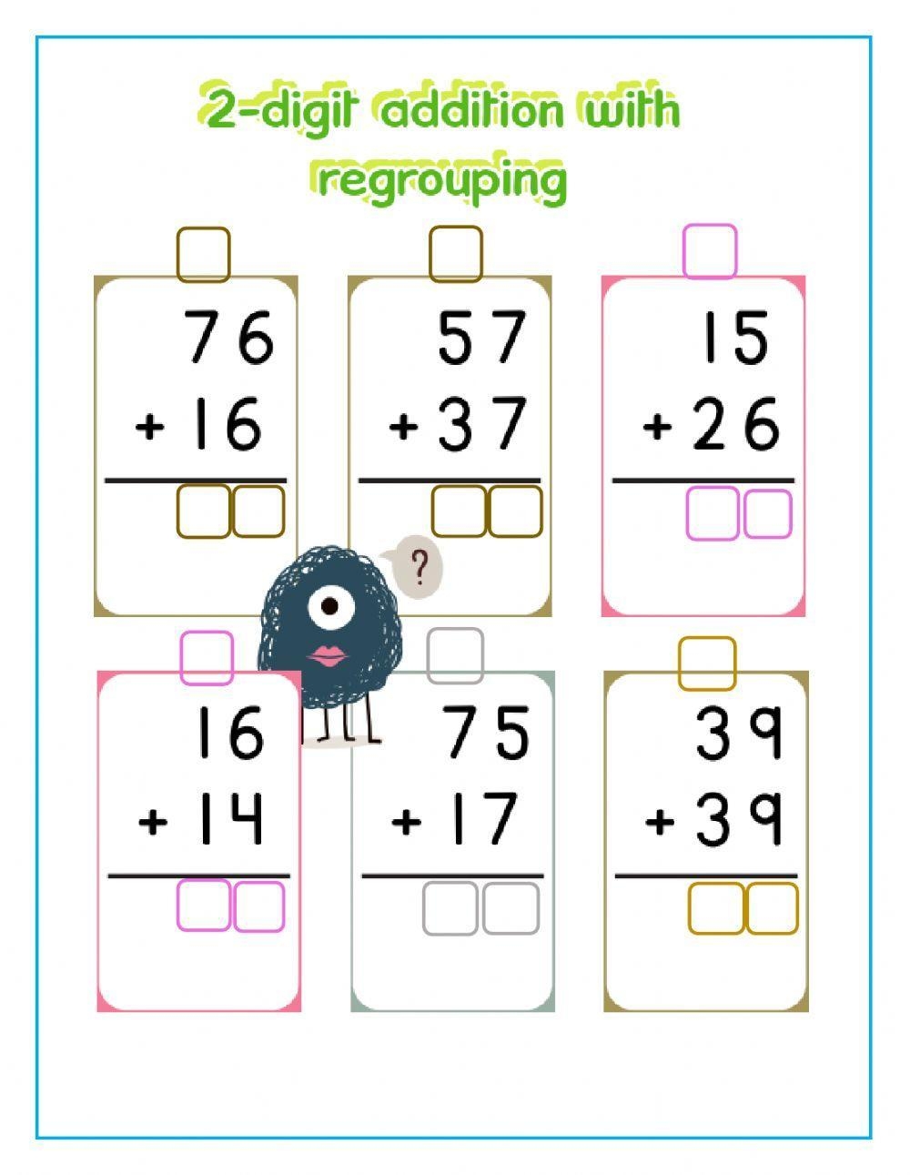 2 digit Addition With Regrouping Worksheet Live Worksheets Worksheets Library