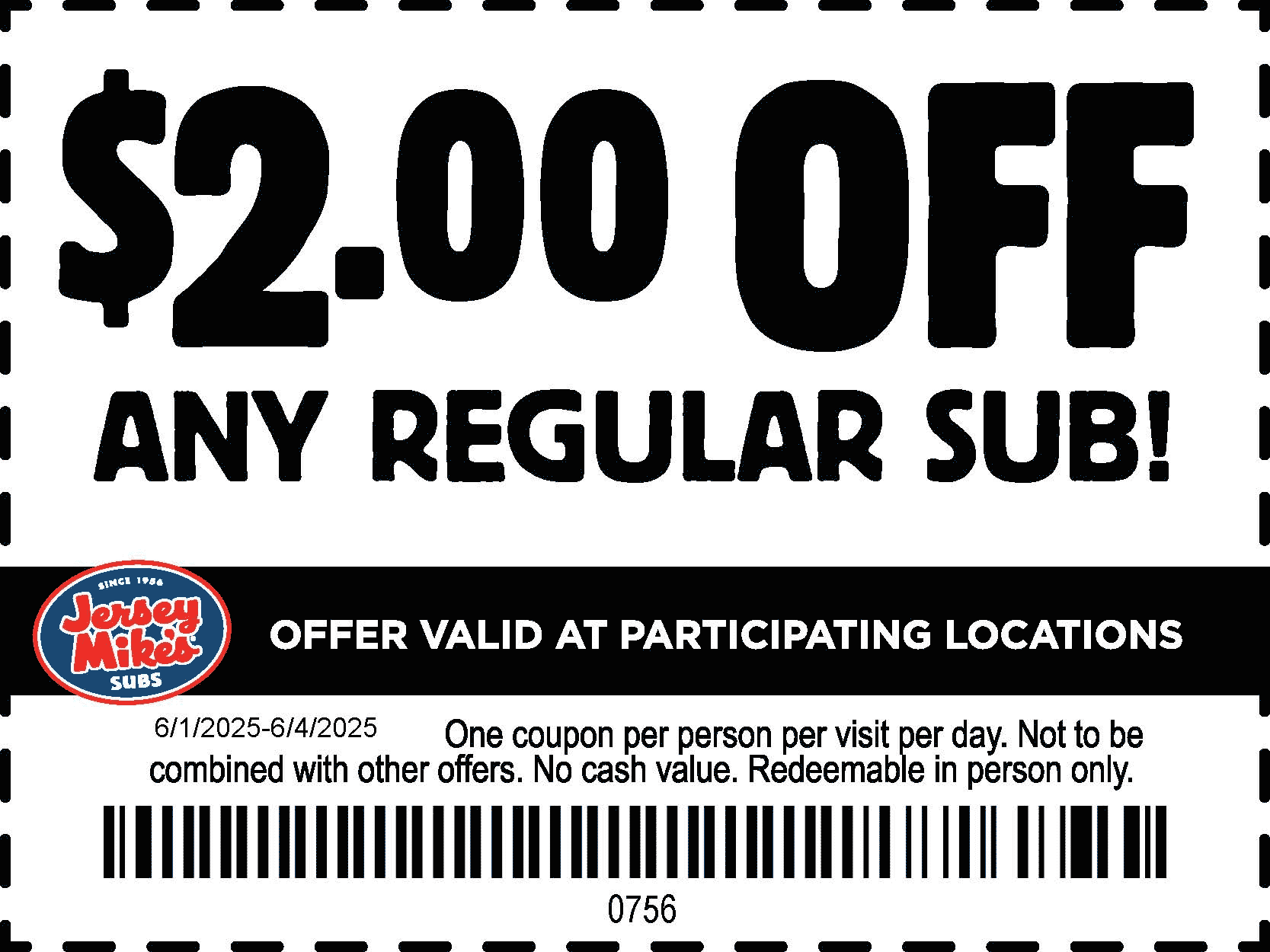  2 Off Any Sub Sandwich At Jersey Mikes Jersey Mikes June 2025 