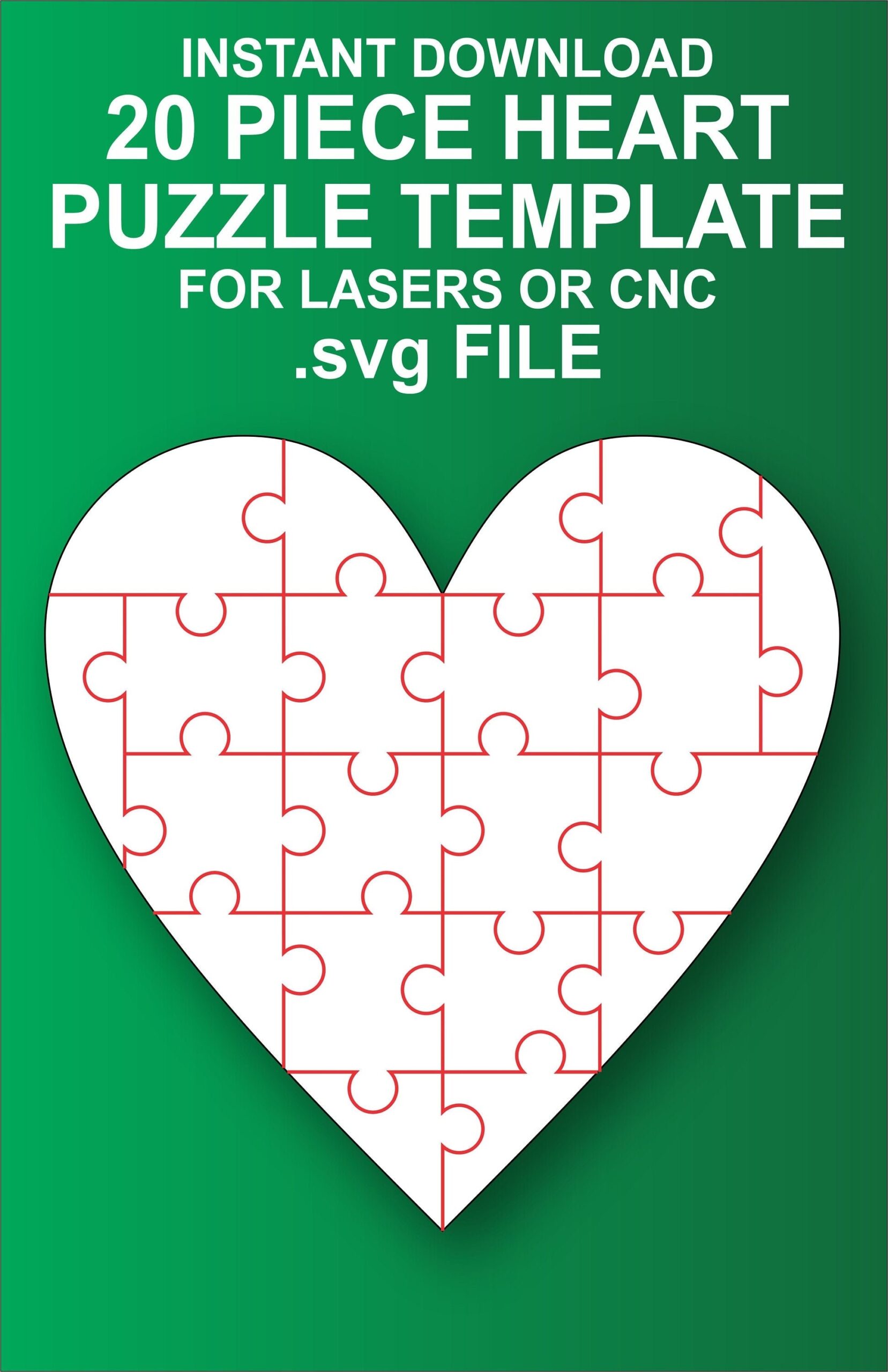 20 piece Heart Puzzle Template Instant Download DIY Puzzle SVG Files For Cricut And Laser Cutting Etsy UK