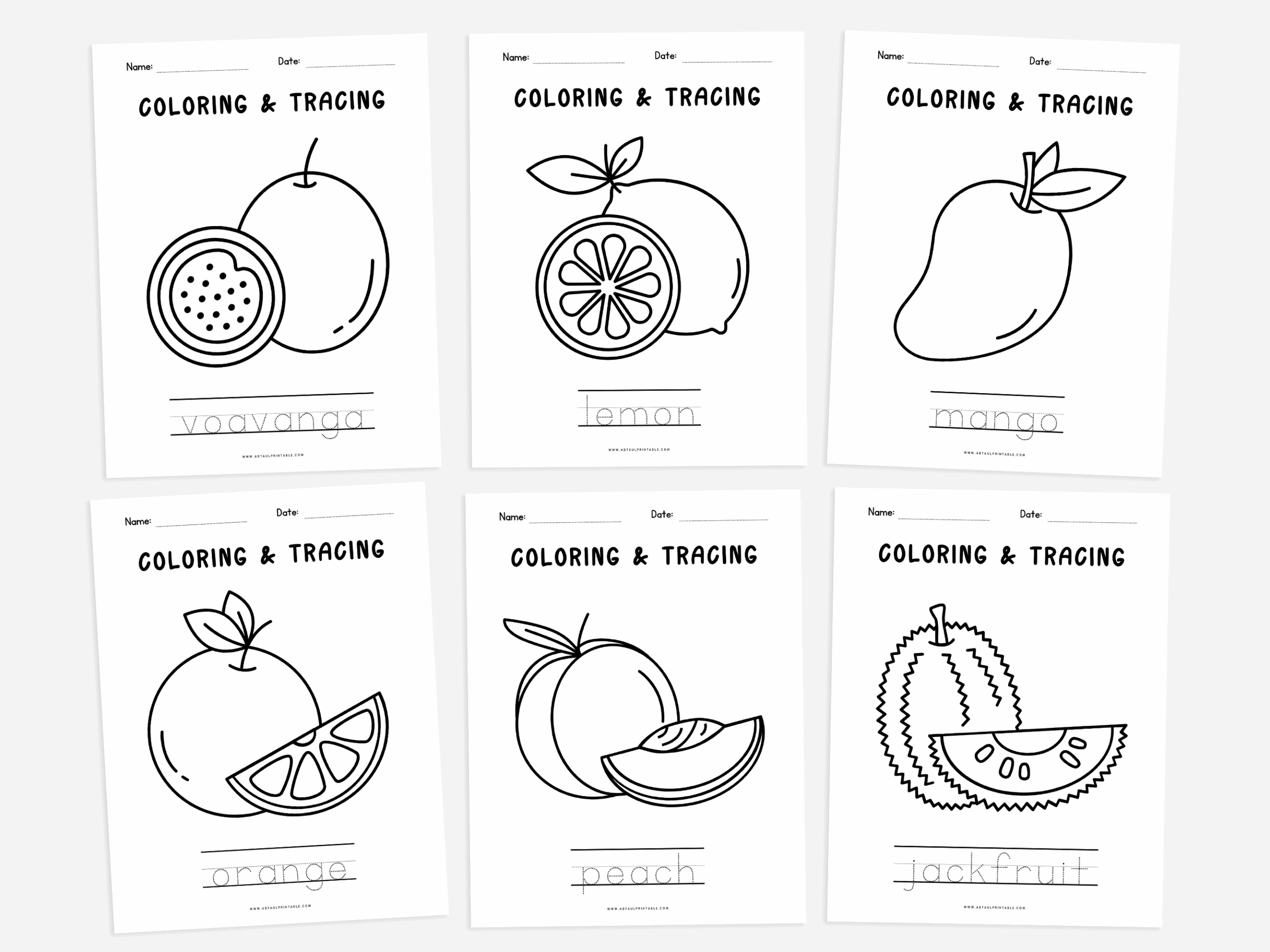 20 Printable Fruit Coloring U0026 Tracing Pages Coloring Worksheet
