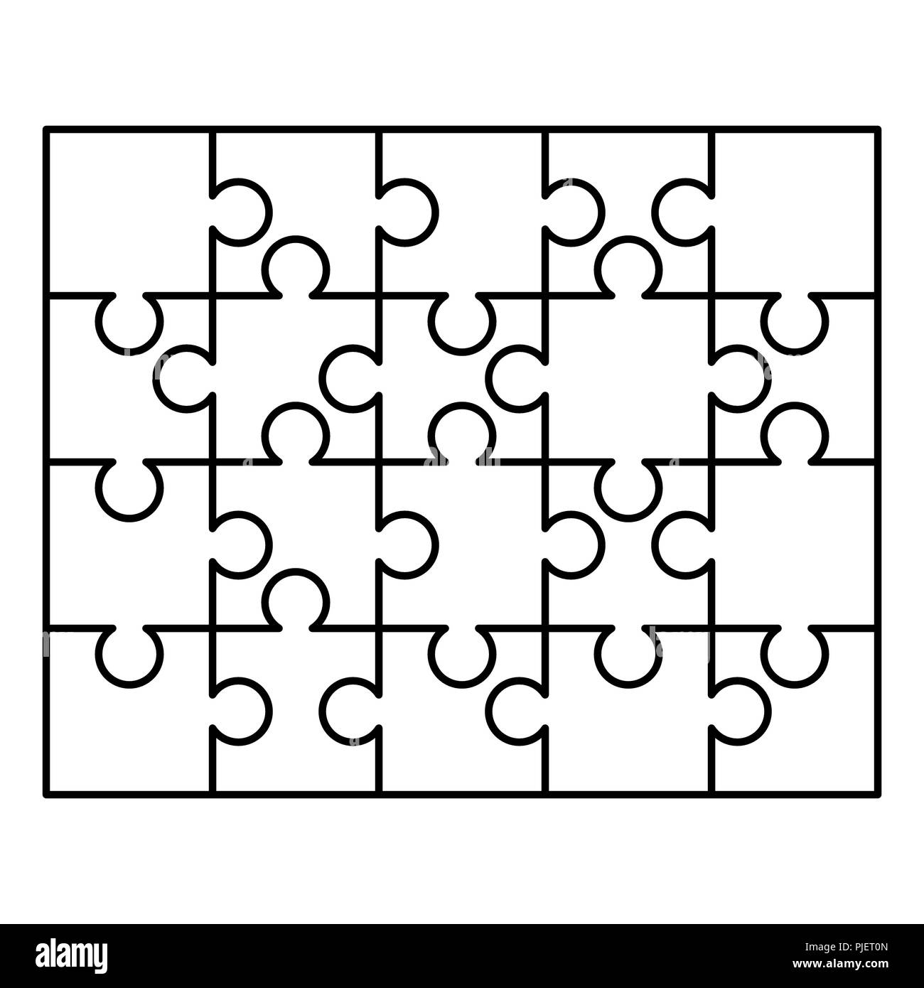 20 White Puzzles Pieces Arranged In A Rectangle Shape Jigsaw Puzzle Template Ready For Print Cutting Guidelines Isolated On White Stock Vector Image U0026 Art Alamy