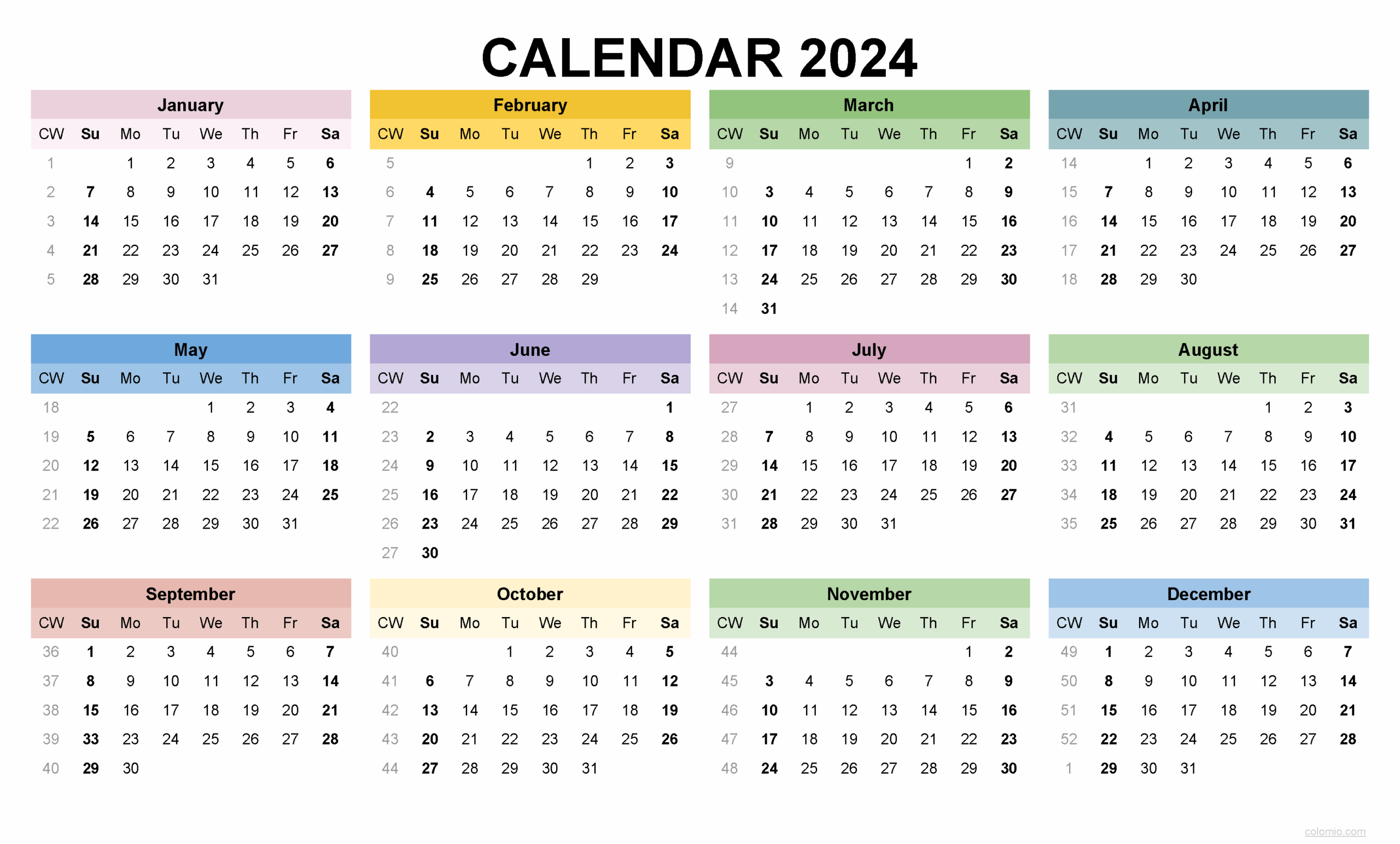 free printable calendars 2024