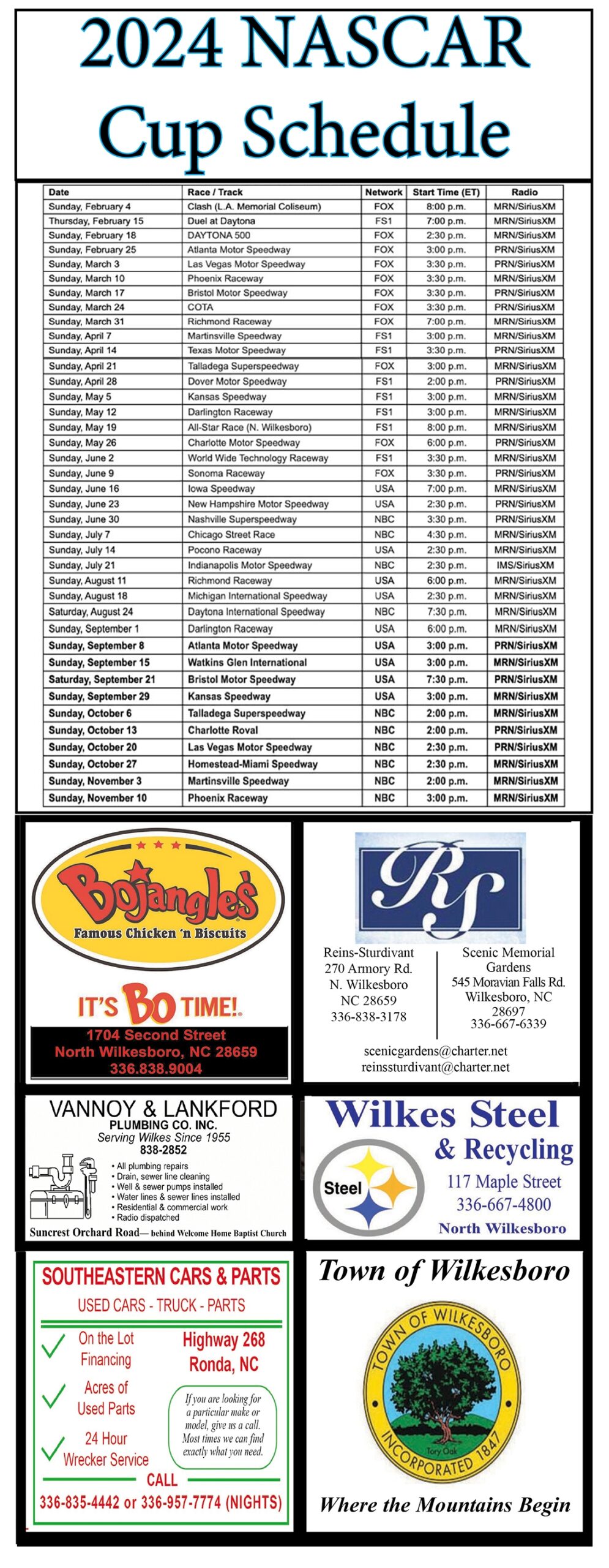 2024 NASCAR Schedule
