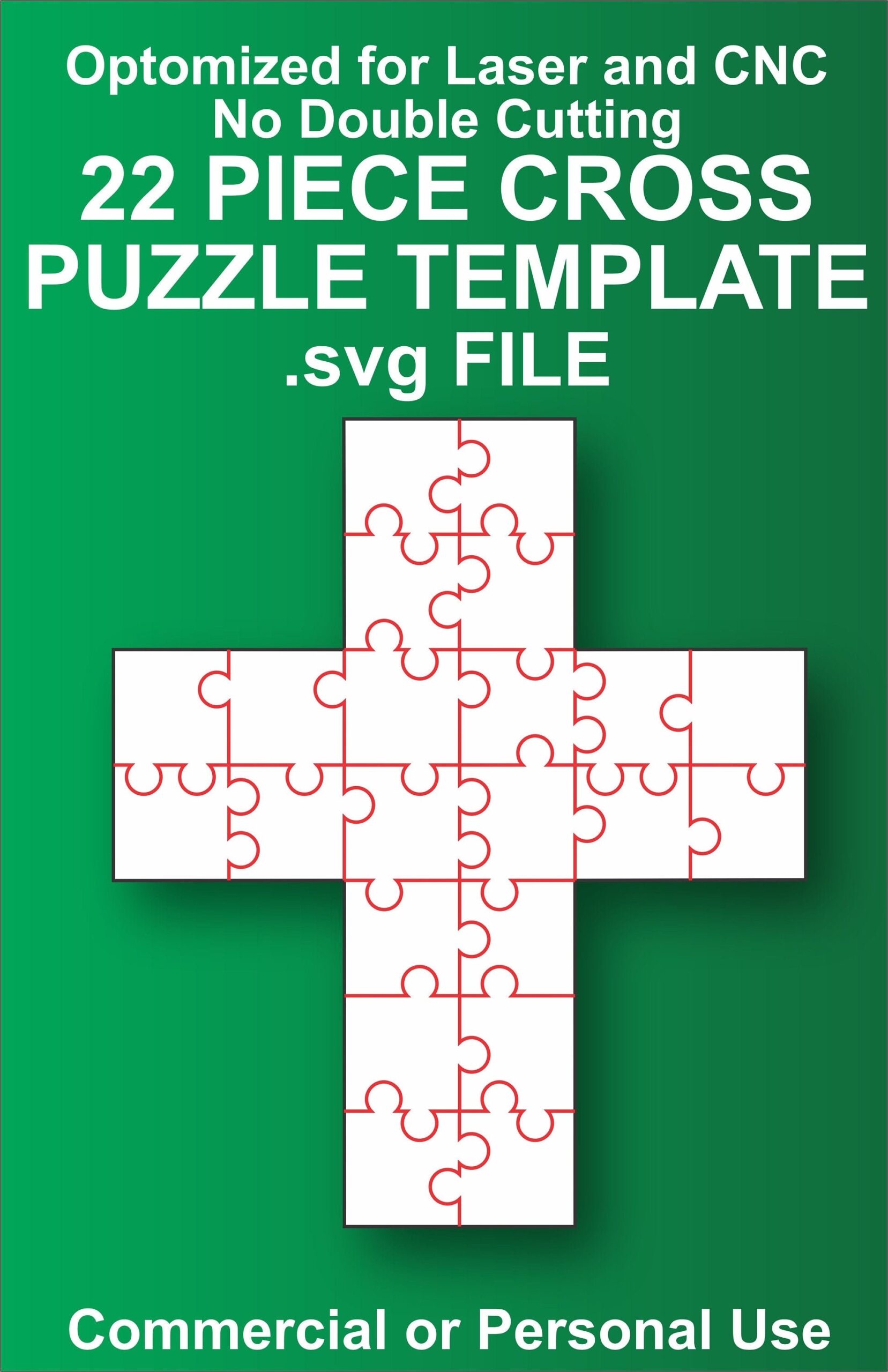 22 Piece Cross Puzzle Template Instant Download SVG File