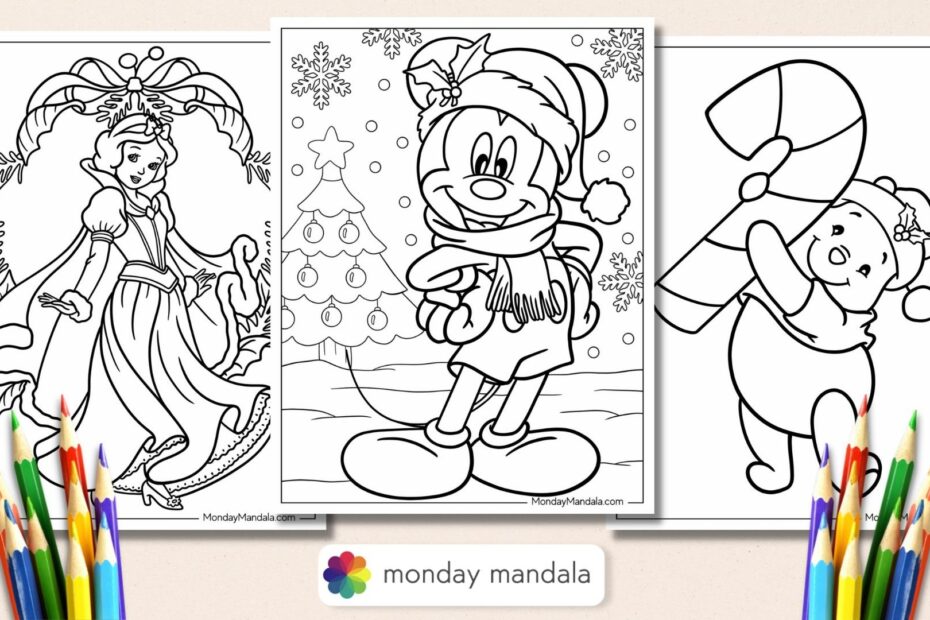 24 Disney Christmas Coloring Pages Free PDF Printables