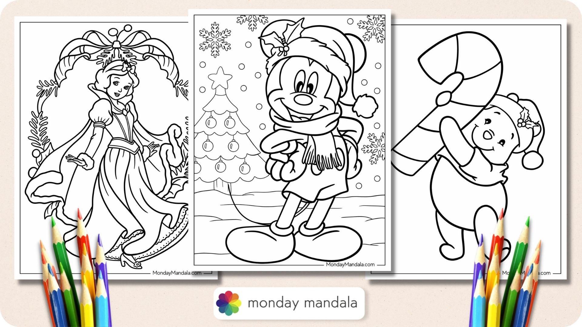24 Disney Christmas Coloring Pages Free PDF Printables 