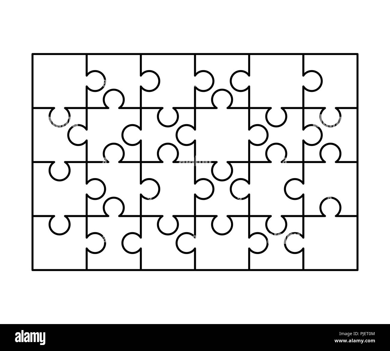 24 White Puzzles Pieces Arranged In A Rectangle Shape Jigsaw Puzzle Template Ready For Print Cutting Guidelines Isolated On White Stock Vector Image U0026 Art Alamy