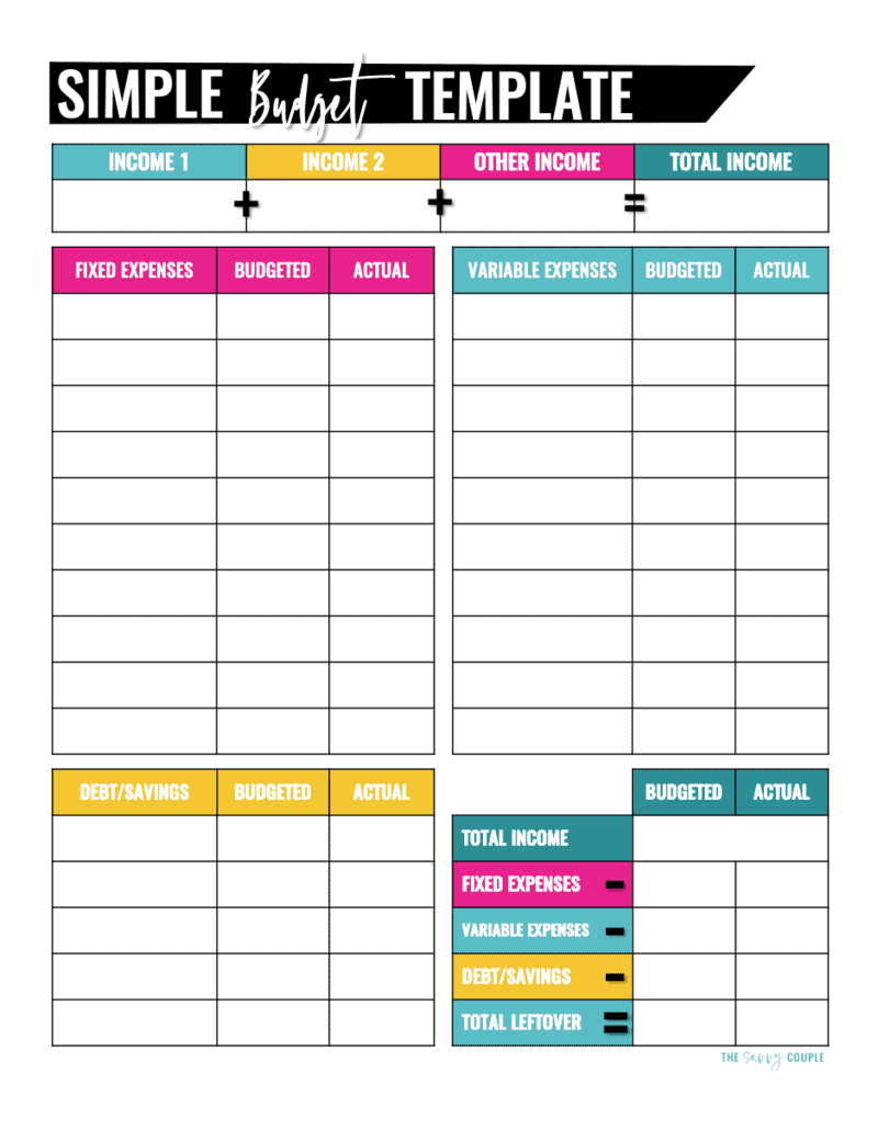 printable monthly budget template free