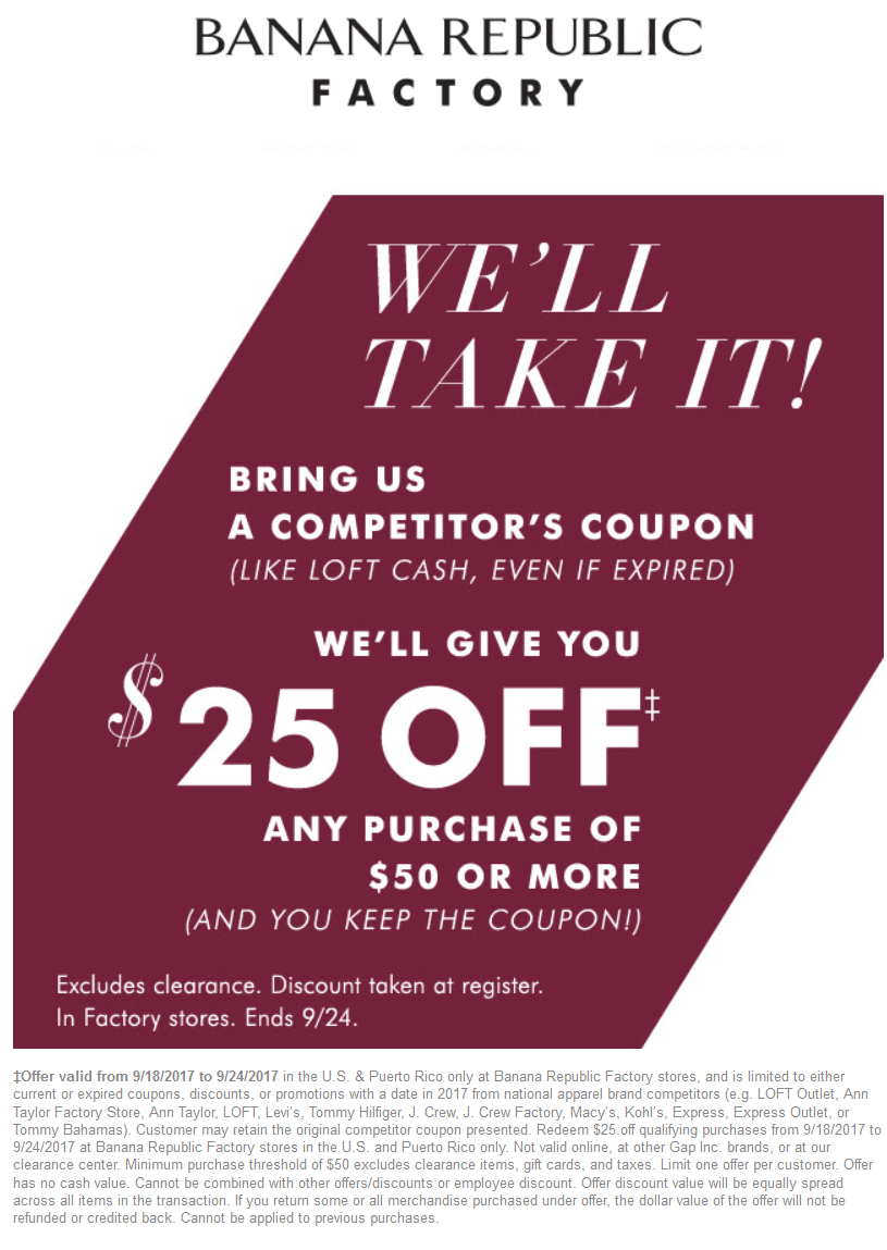  25 Off 50 Today At Banana Republic Factory Banana Republic 