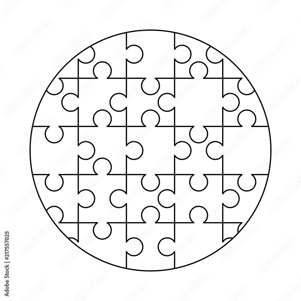 25 White Puzzles Pieces Arranged In A Round Shape Jigsaw Puzzle 