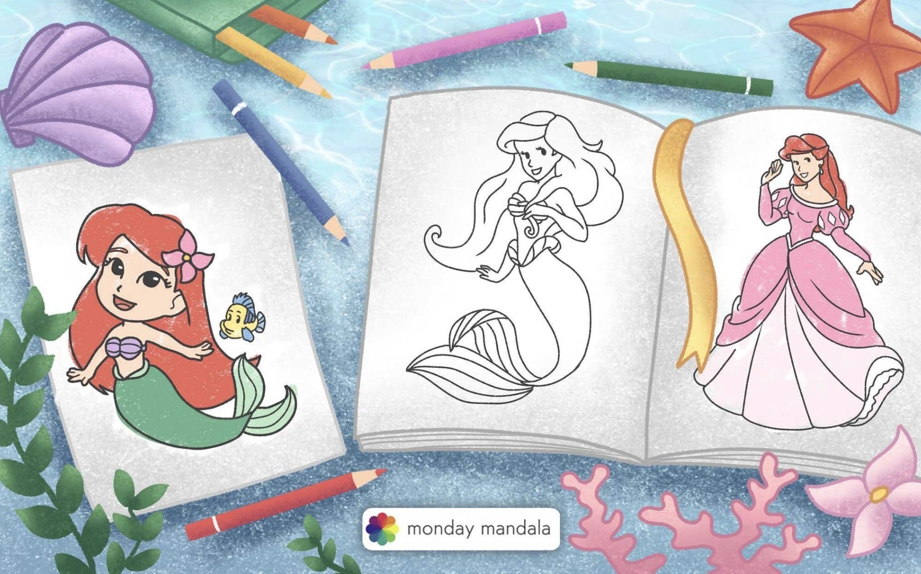 printable little mermaid coloring pages