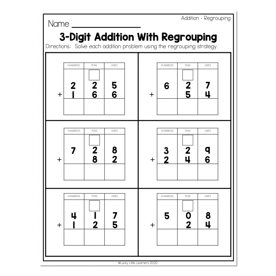 addition regrouping worksheets