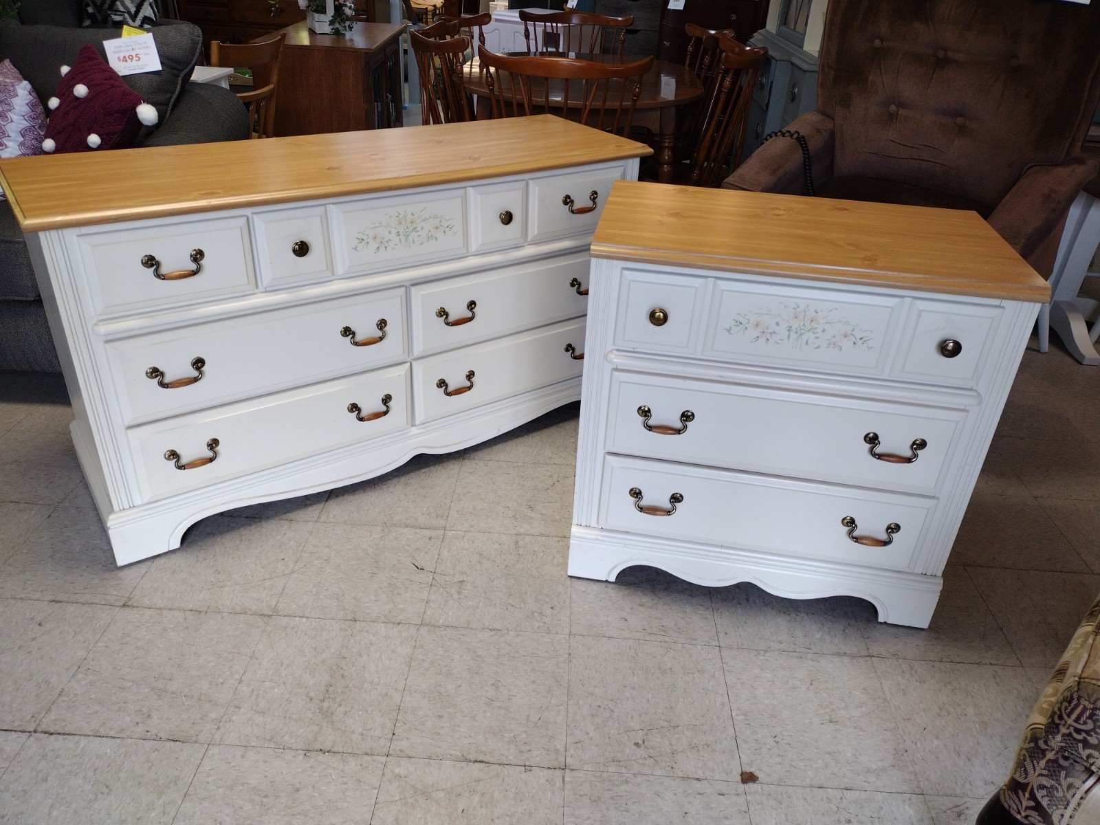 2Pc Cream Color Dresser U0026 Chest Of Drawers