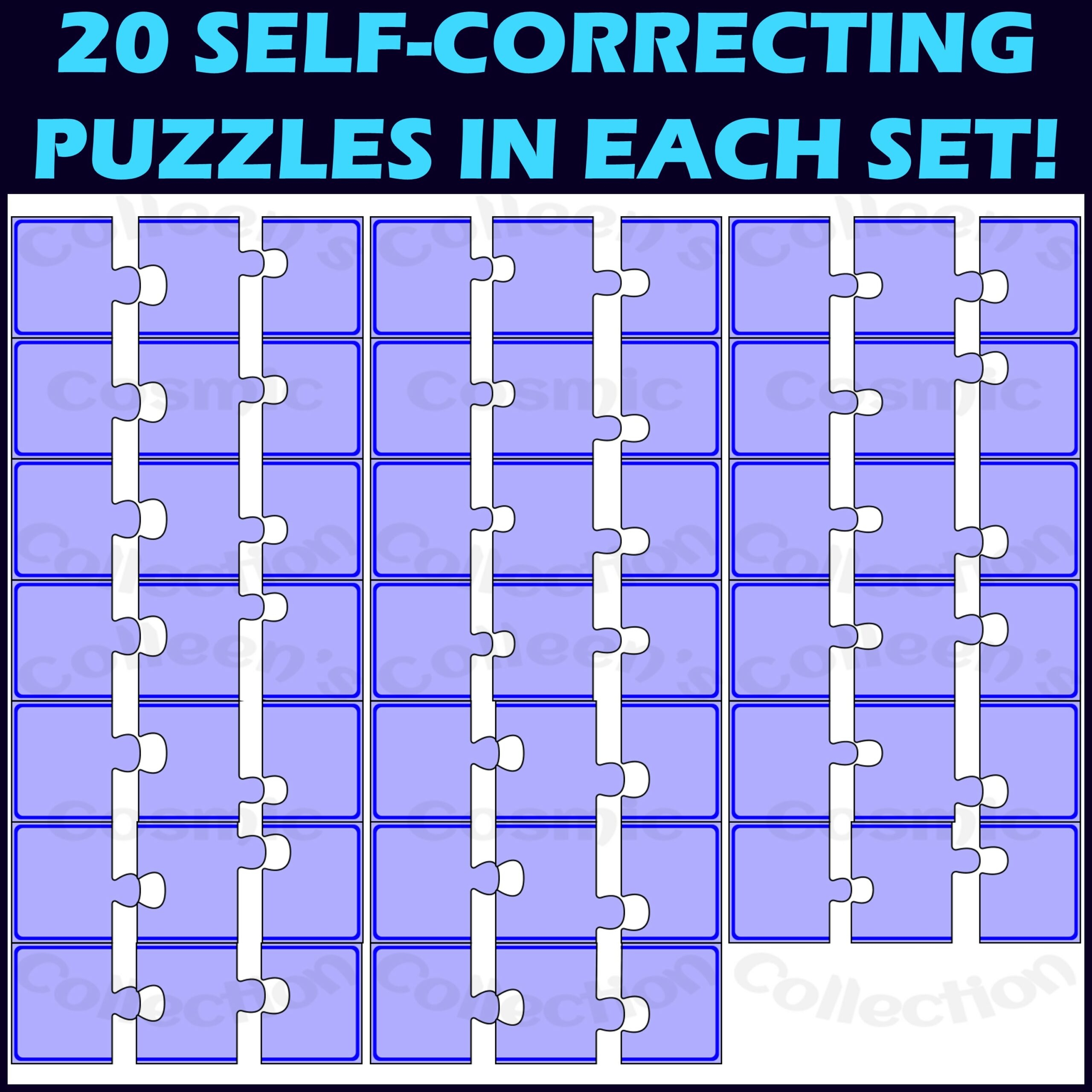 3 Piece Self Correcting Puzzle Pieces Clipart Made By Teachers