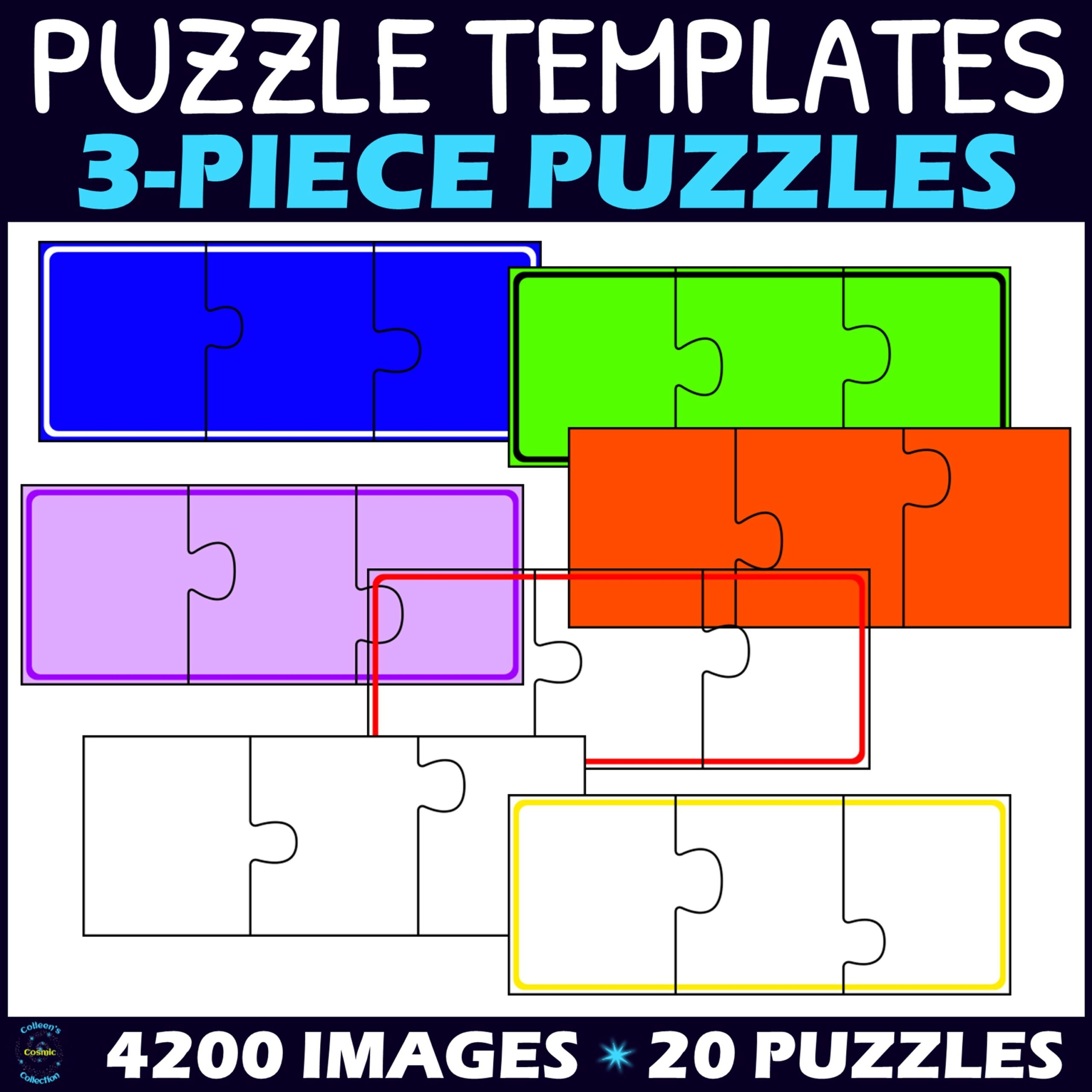 3 Piece Self Correcting Puzzle Templates Clipart Made By Teachers