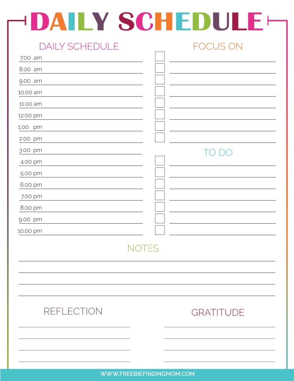 hourly schedule template free