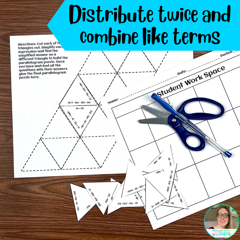 3 Simplifying Algebraic Expressions Tarsia Puzzle Printable Cut U0026 Paste Activities Math And Science Sarah