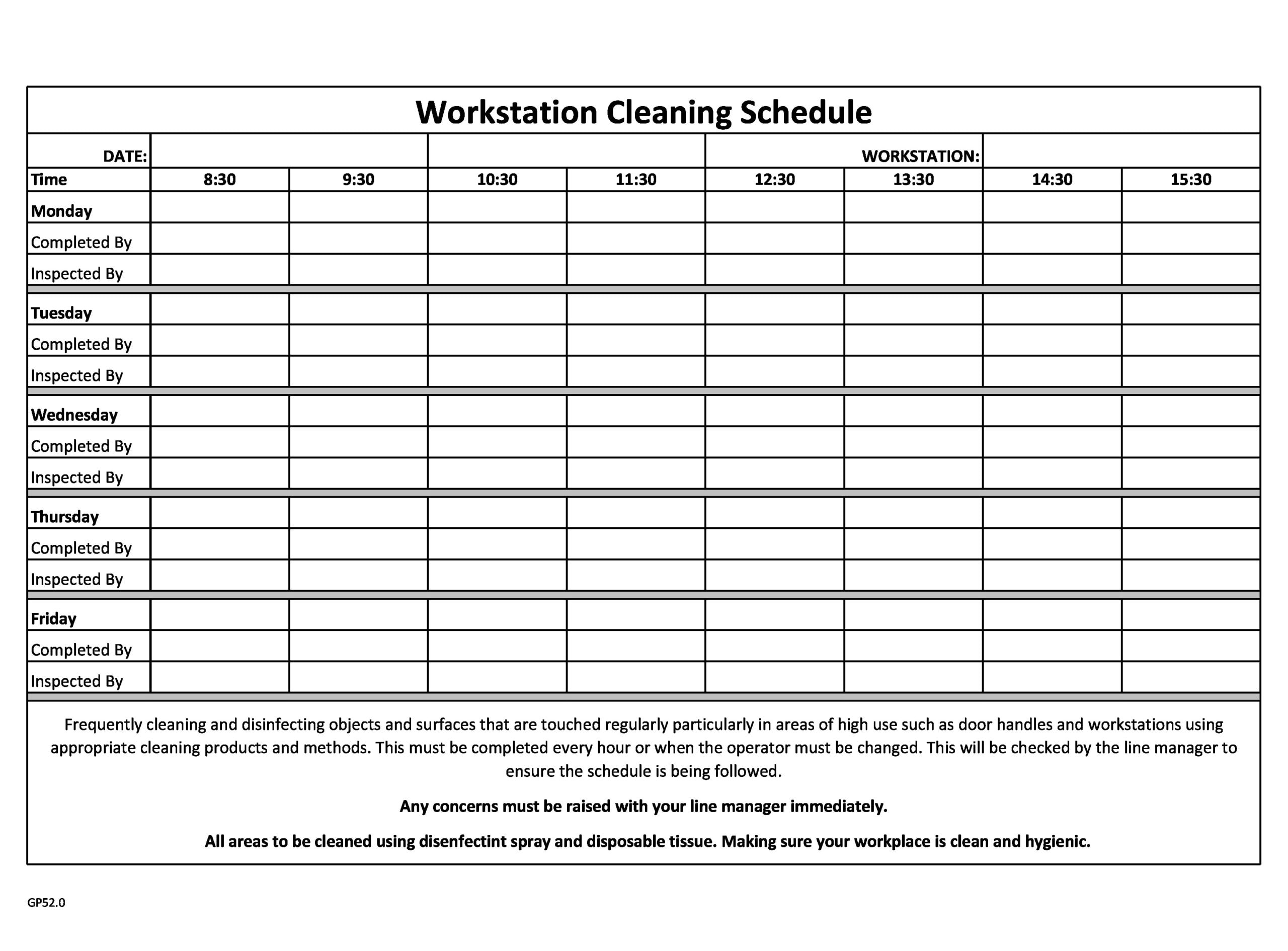 30 Free Cleaning Schedule Templates Daily Weekly Monthly 