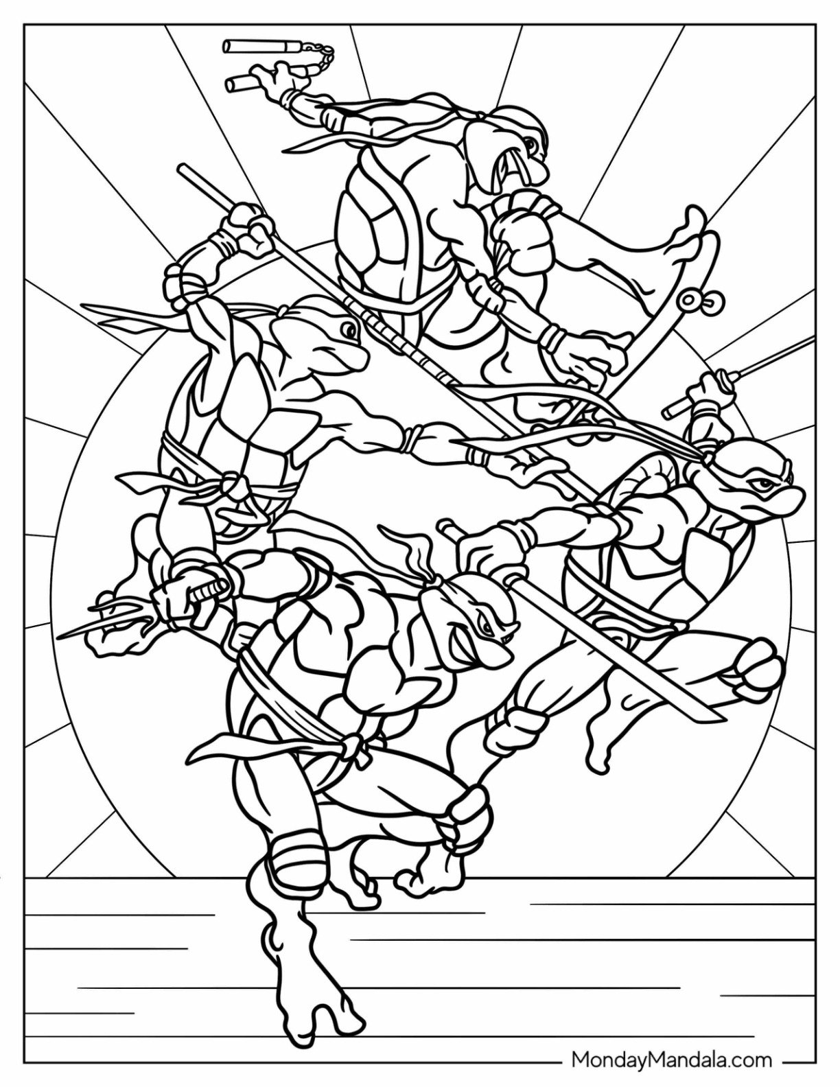 printable full size ninja turtle coloring pages