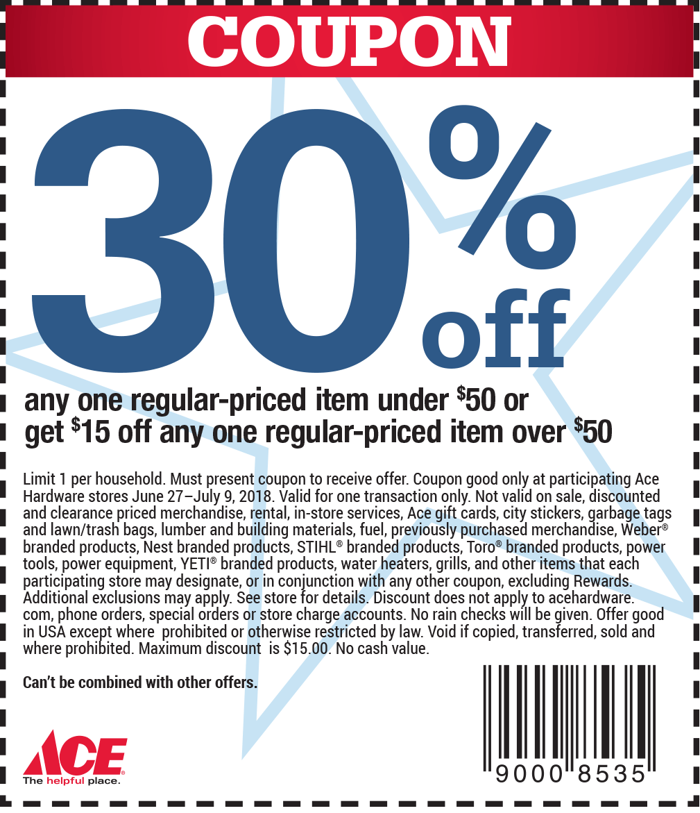 30 Off A Single Item U0026 More At Ace Hardware Ace Hardware July 2025 Coupons Promo Codes U0026 Deals 