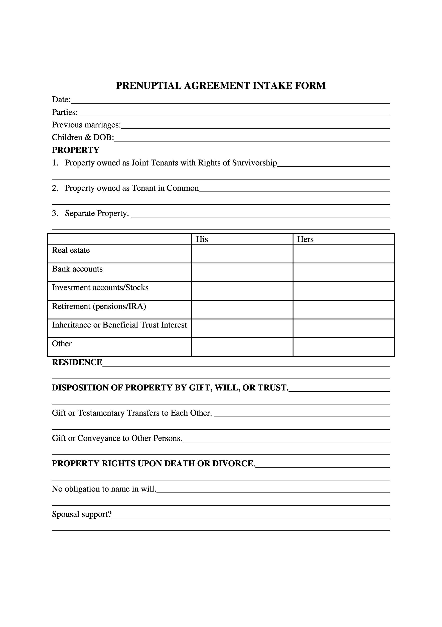 30 Simple Prenuptial Agreement Templates Prenup Examples 
