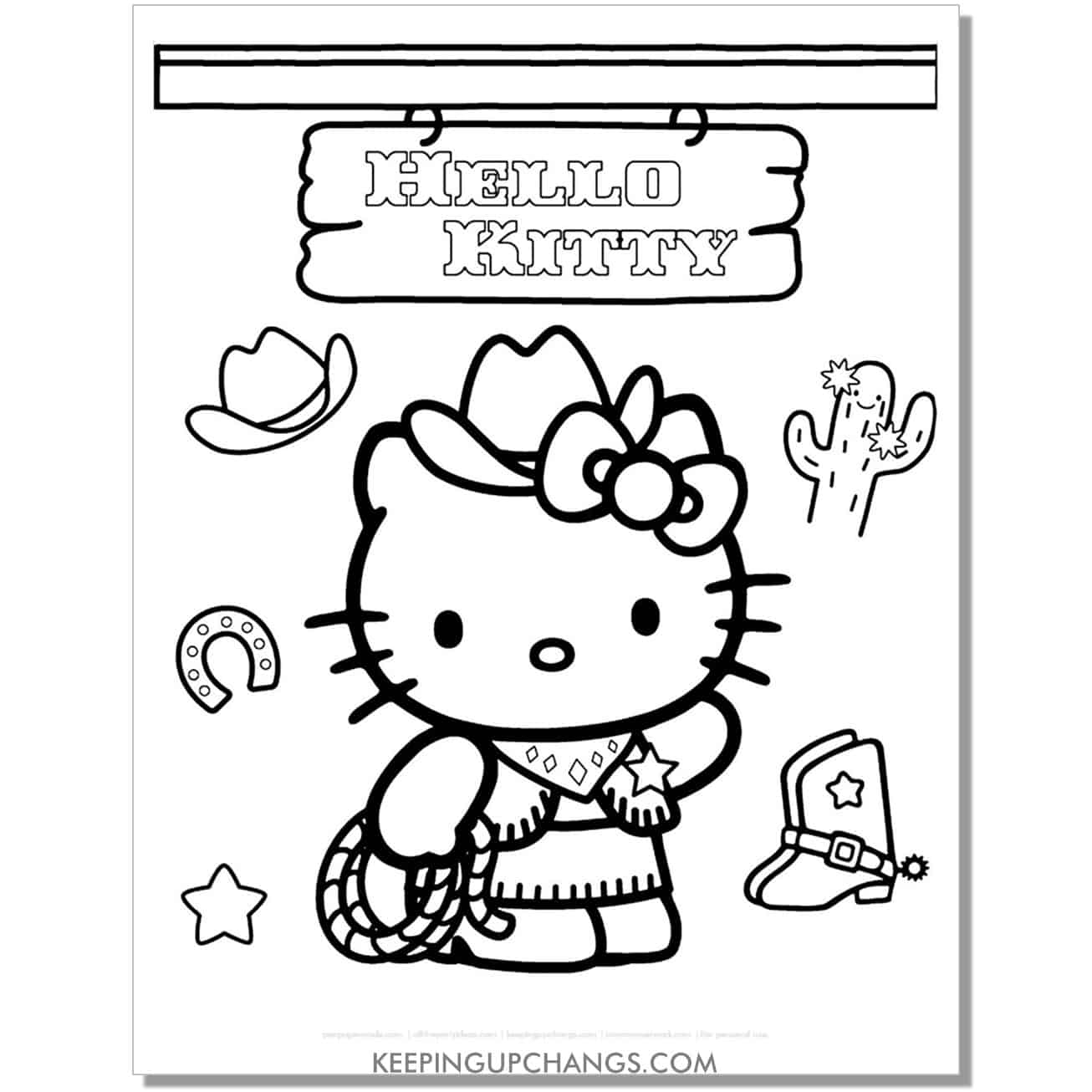 printable full size hello kitty coloring pages