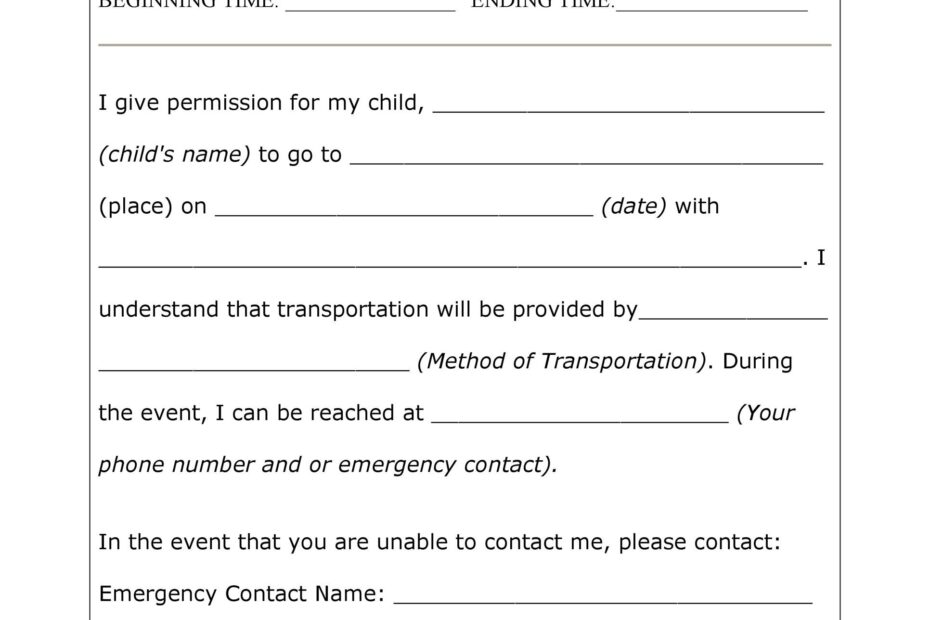35 Permission Slip Templates U0026 Field Trip Forms