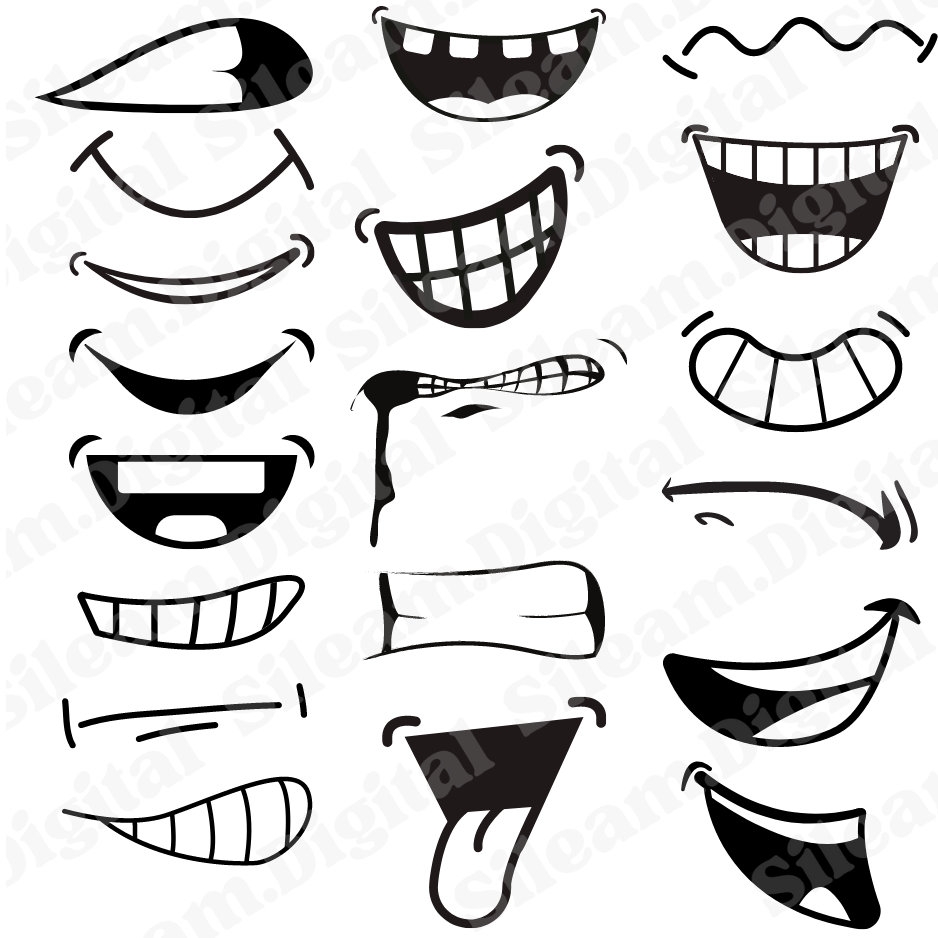 36 Cartoon Mouth PNG Files Digital Files For Cricut Cartoon Mouth Digital Files For Print On Demand Designs Etsy