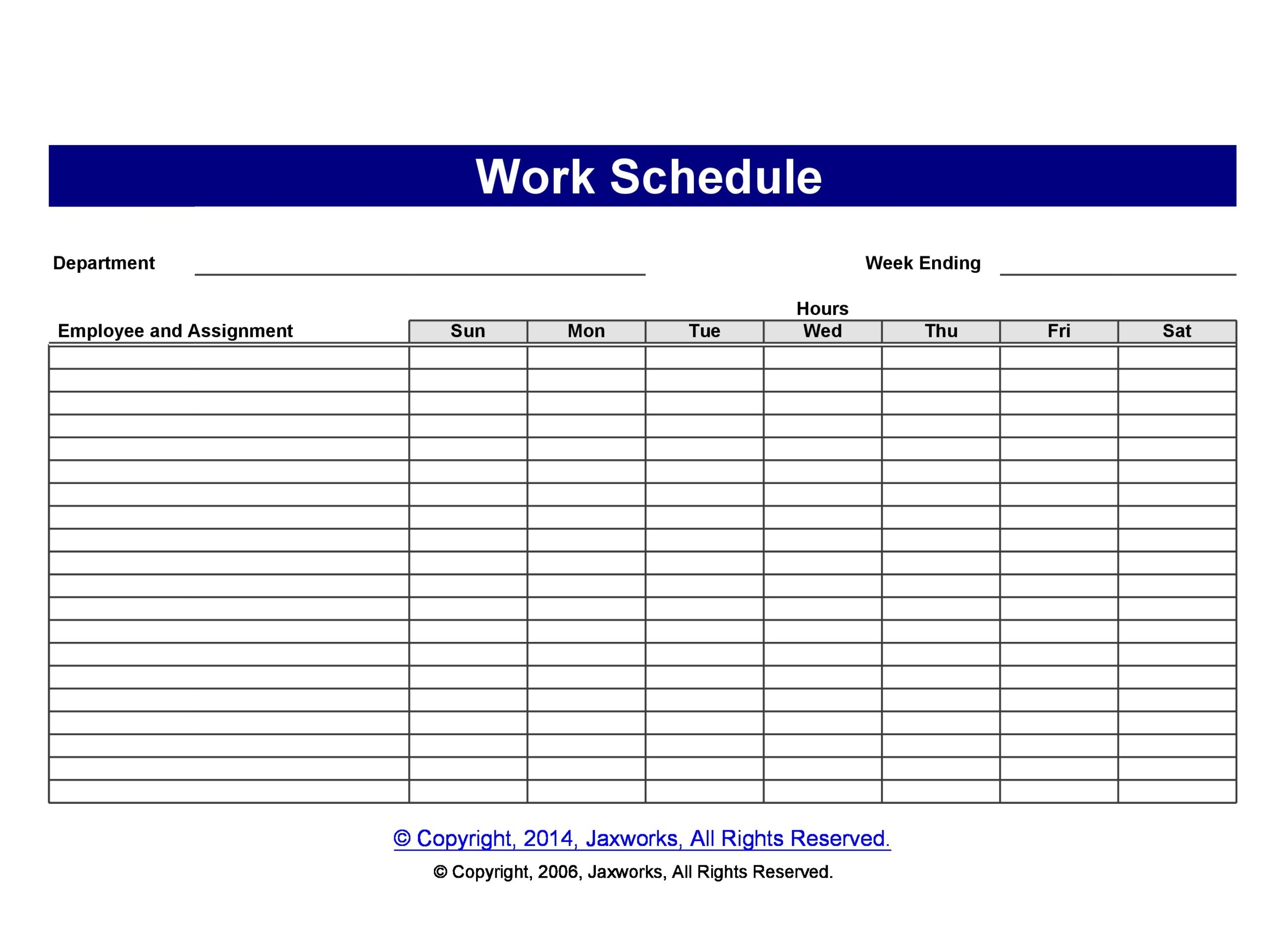 printable employee schedule template